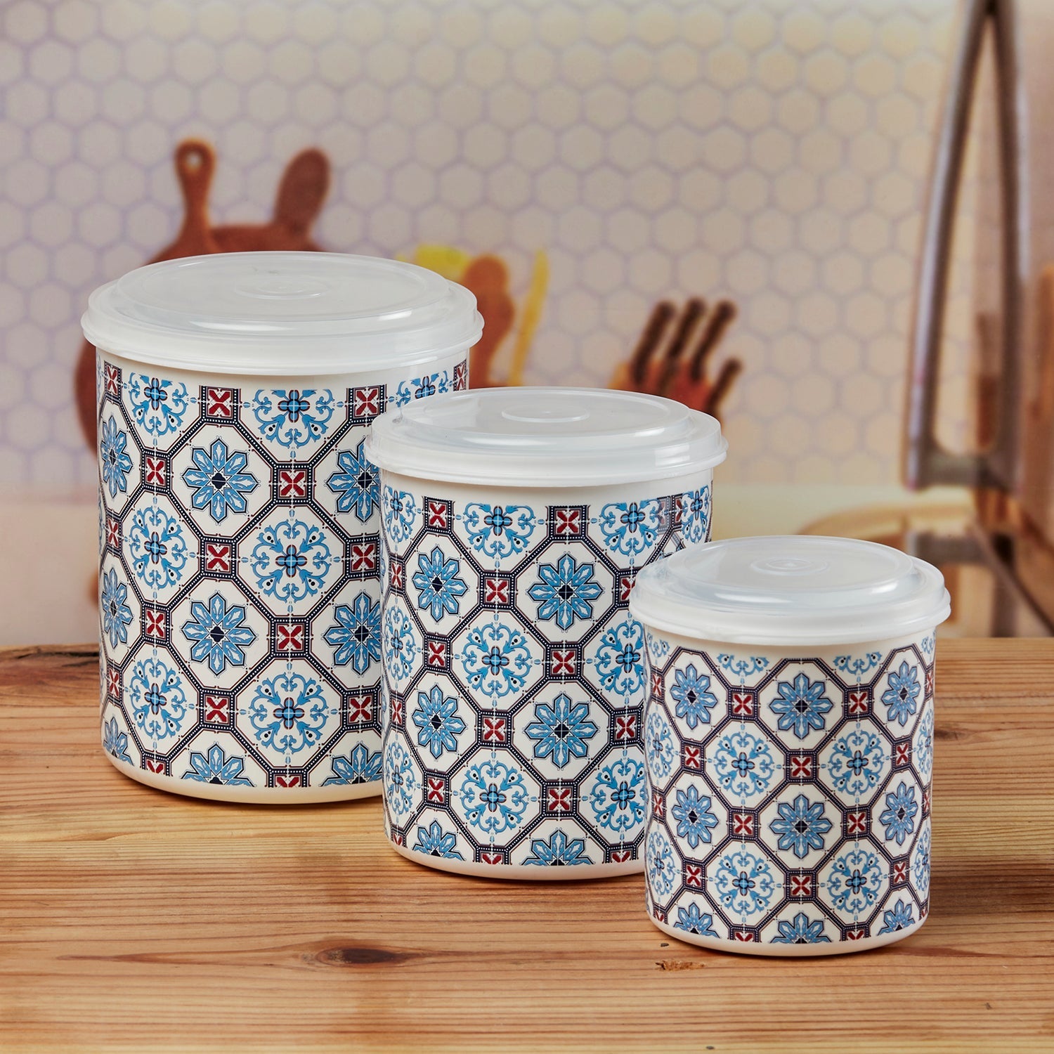 Plastic Airtight Container with Lid, Set of 3, Round (10686)