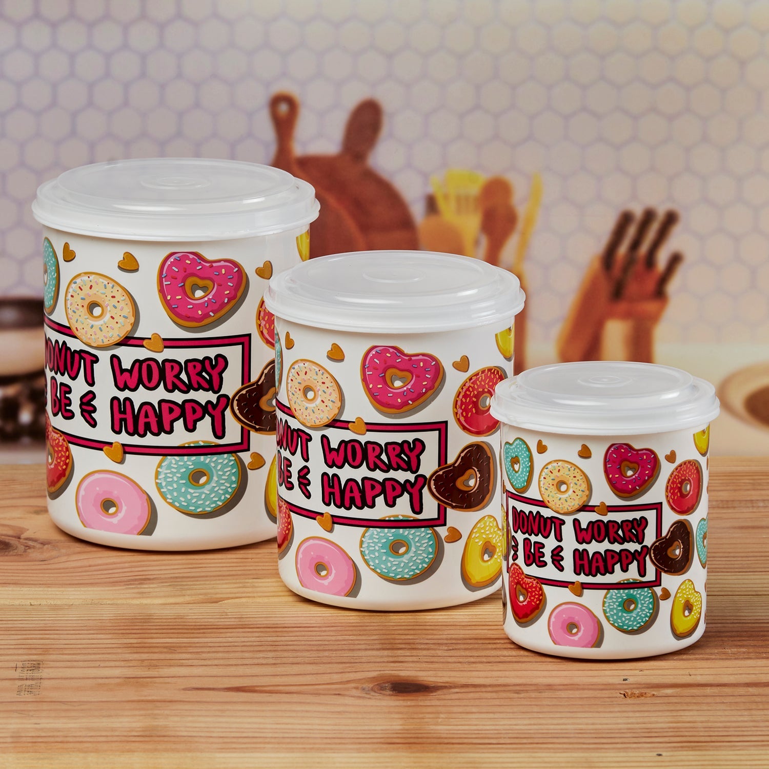 Plastic Airtight Container with Lid, Set of 3, Round (10686)