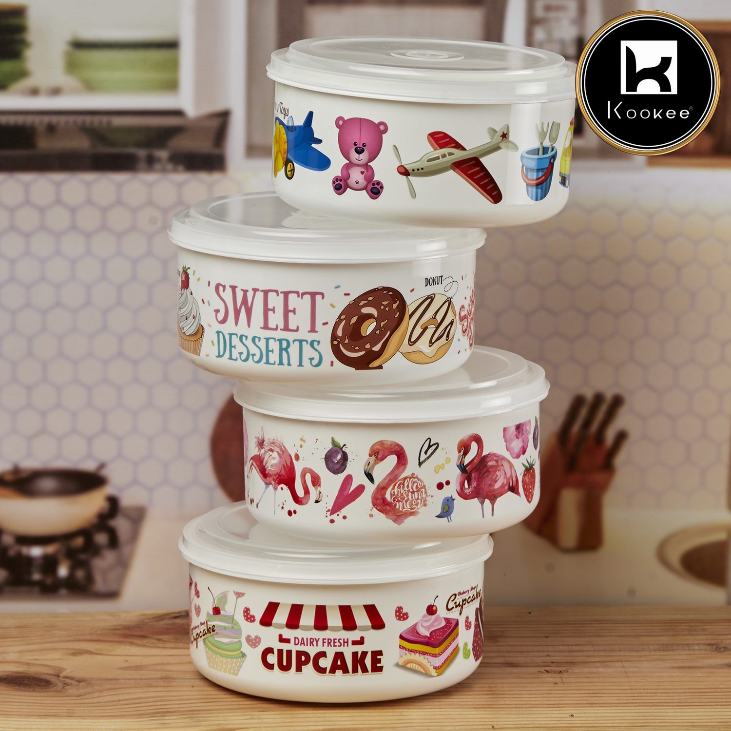Kookee Plastic Containers, Multi, ART10690