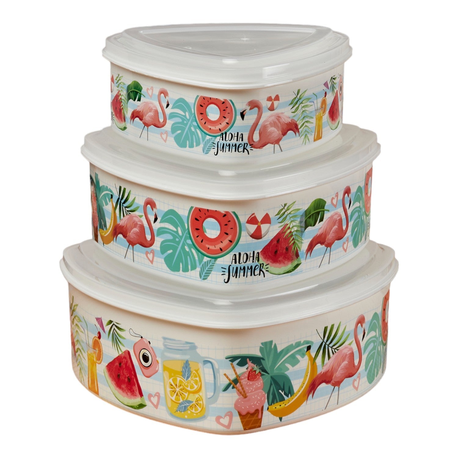 Plastic Airtight Container with Lid, Set of 3, Triangle (10694)