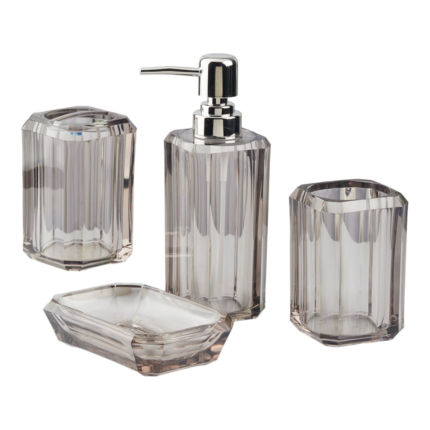 Acrylic Bathroom Set of 4 with Soap Dispenser (V-ABS-001-1)