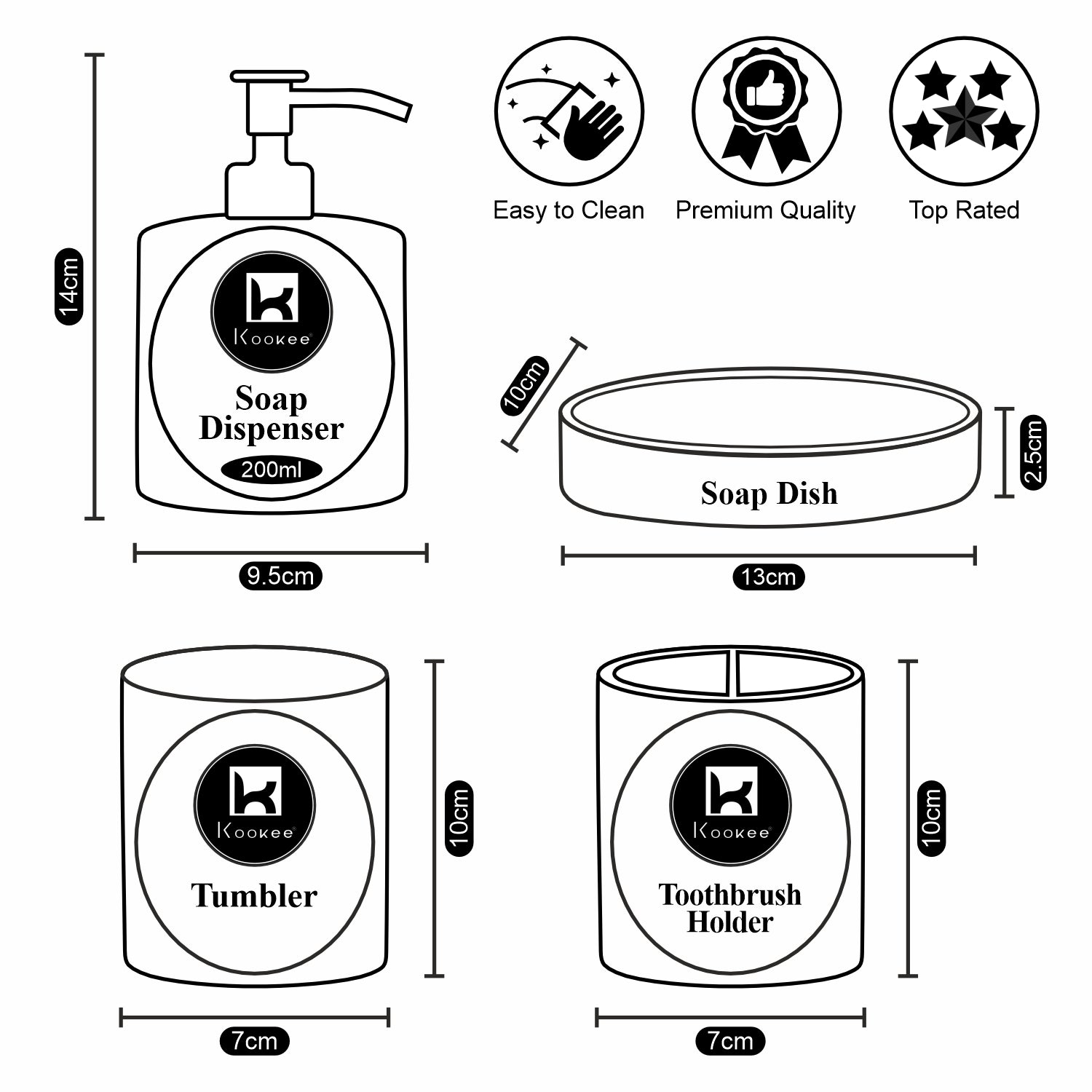 Acrylic Bathroom Set of 4 with Soap Dispenser (V-ABS-001-2)