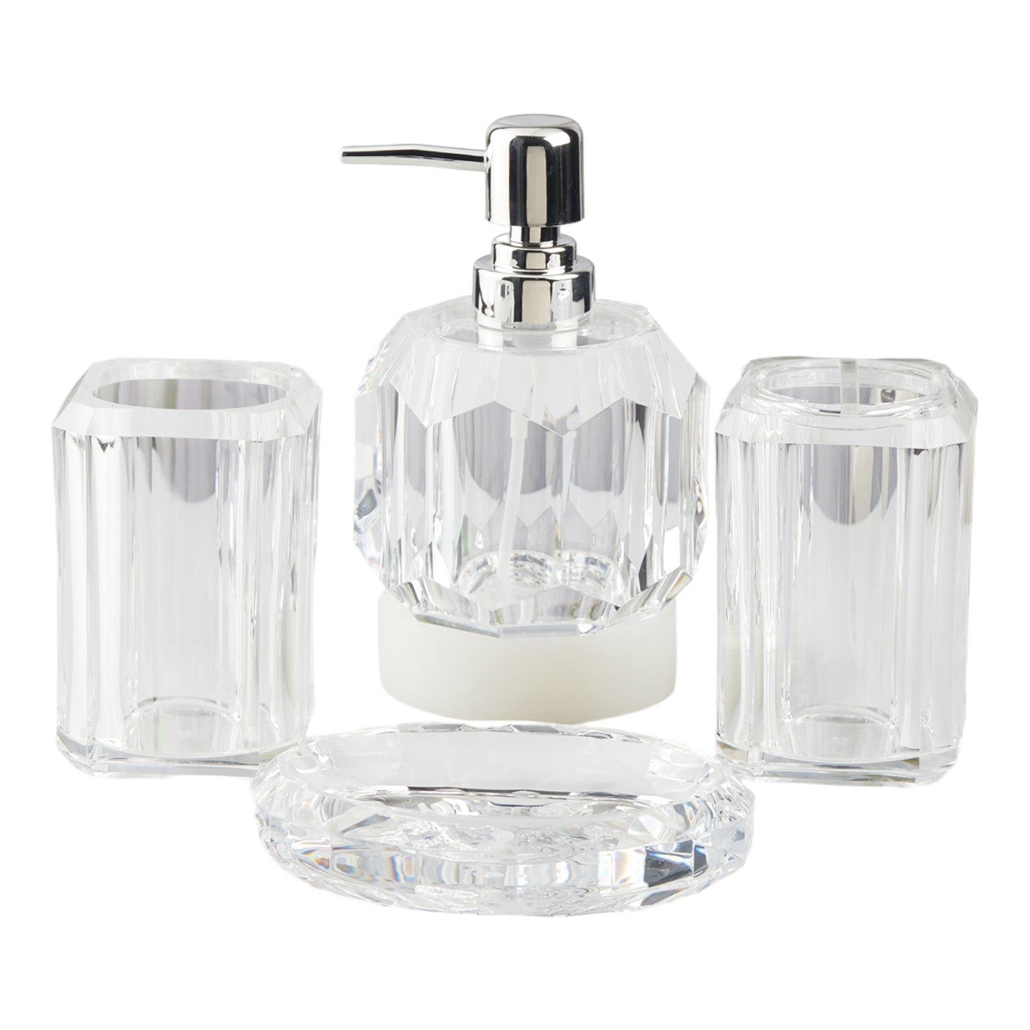 Acrylic Bathroom Set of 4 with Soap Dispenser (V-ABS-001-2)