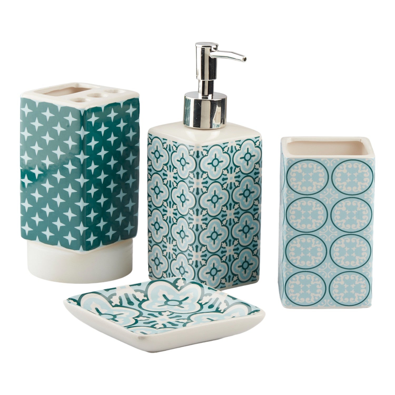 Kookee Ceramic Bathroom Sets, Blue, ART10723