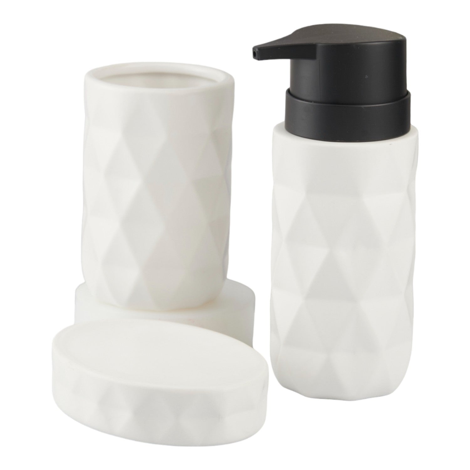 Ceramic Bathroom Set of 3 with Soap Dispenser (10725)