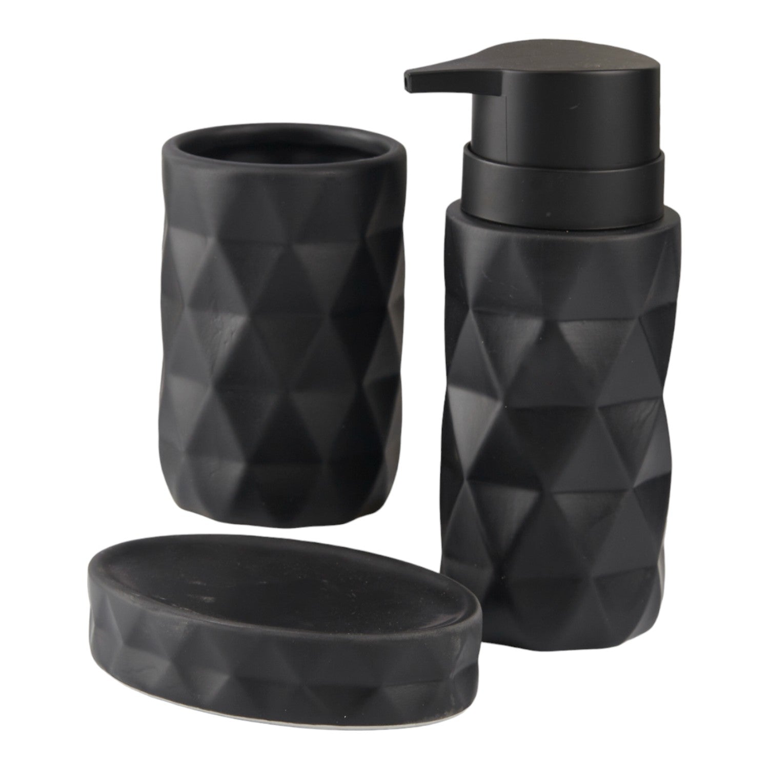 Ceramic Bathroom Set of 3 with Soap Dispenser (V-CBS-118-4)