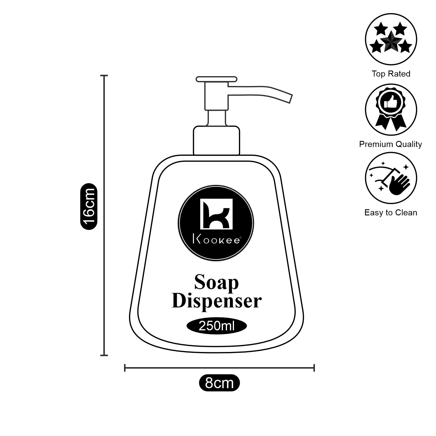 Ceramic Soap Dispenser for handwash for Bathroom, White, (Set of 1) (10727)