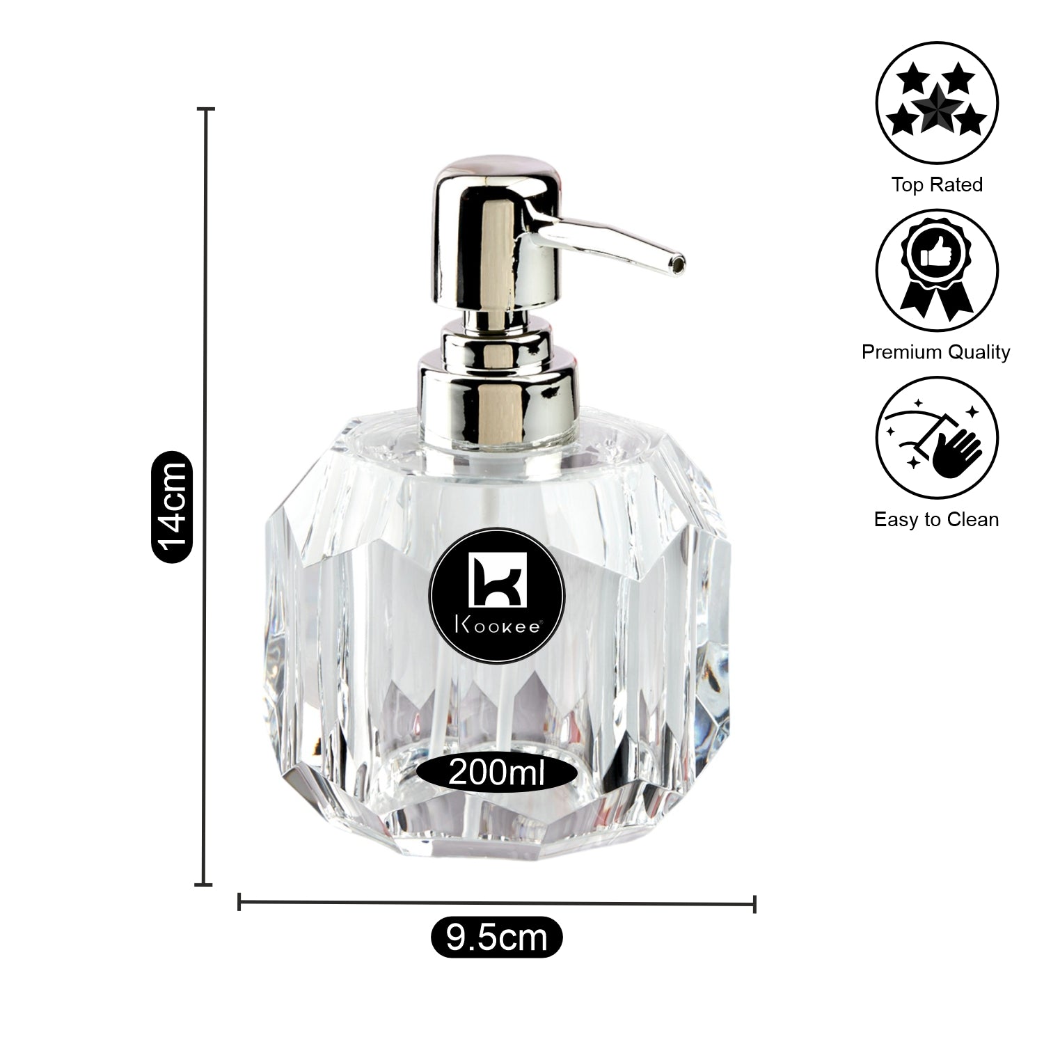 Kookee Acrylic Soap Dispensers, Transparent, ART10730