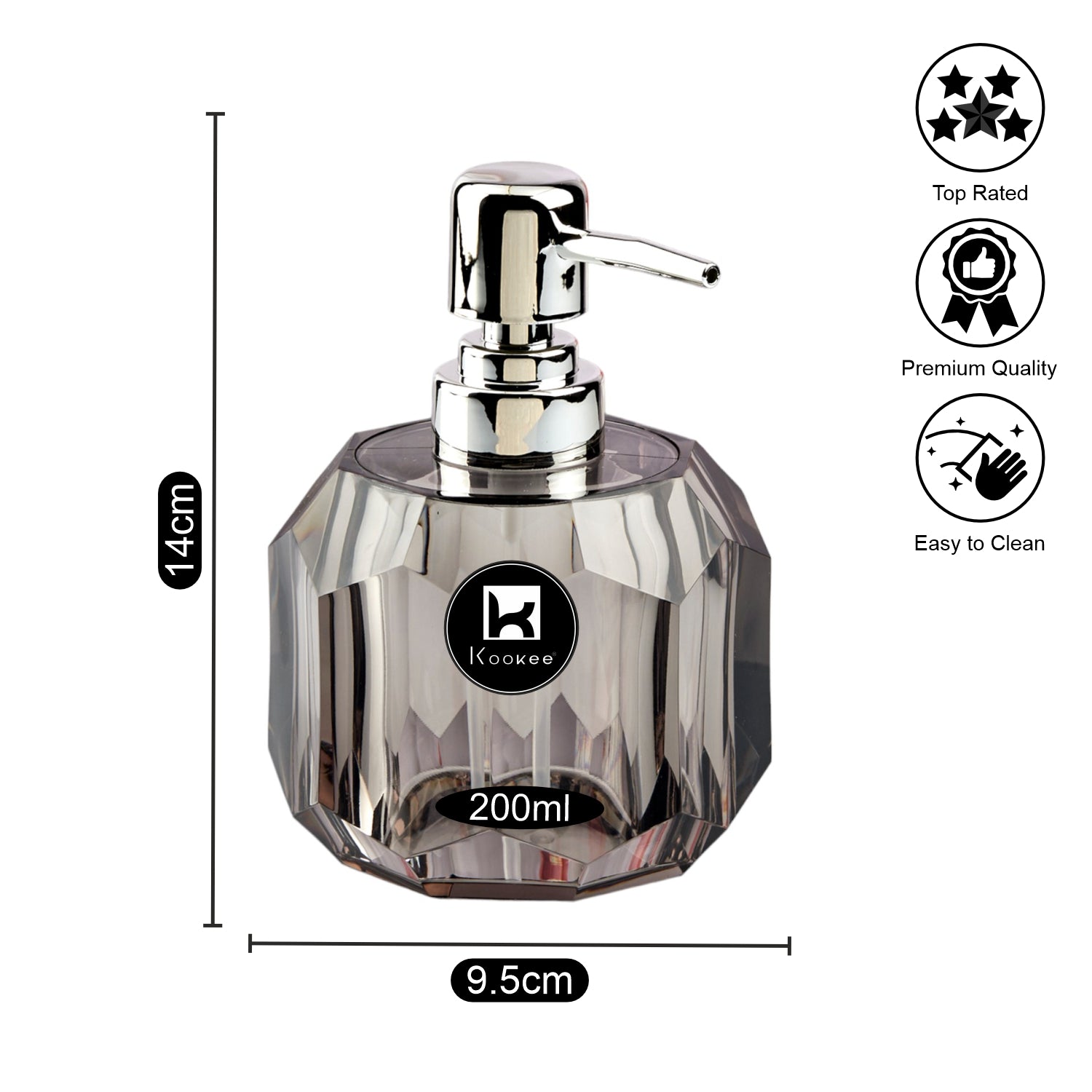 Kookee Acrylic Soap Dispensers, Grey, ART10731