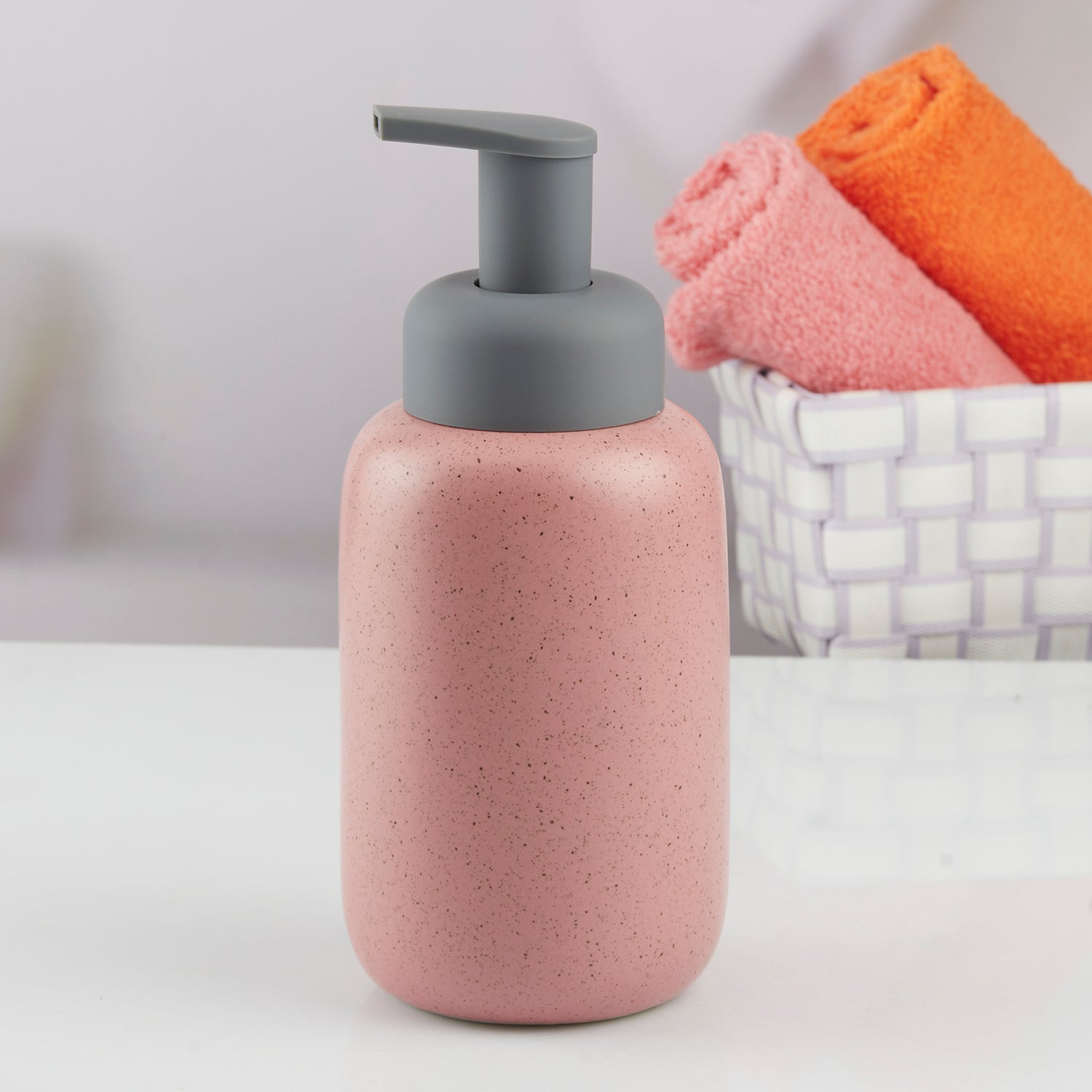 Ceramic Soap Dispenser liquid handwash pump for Bathroom, Set of 1, Pink (10733)