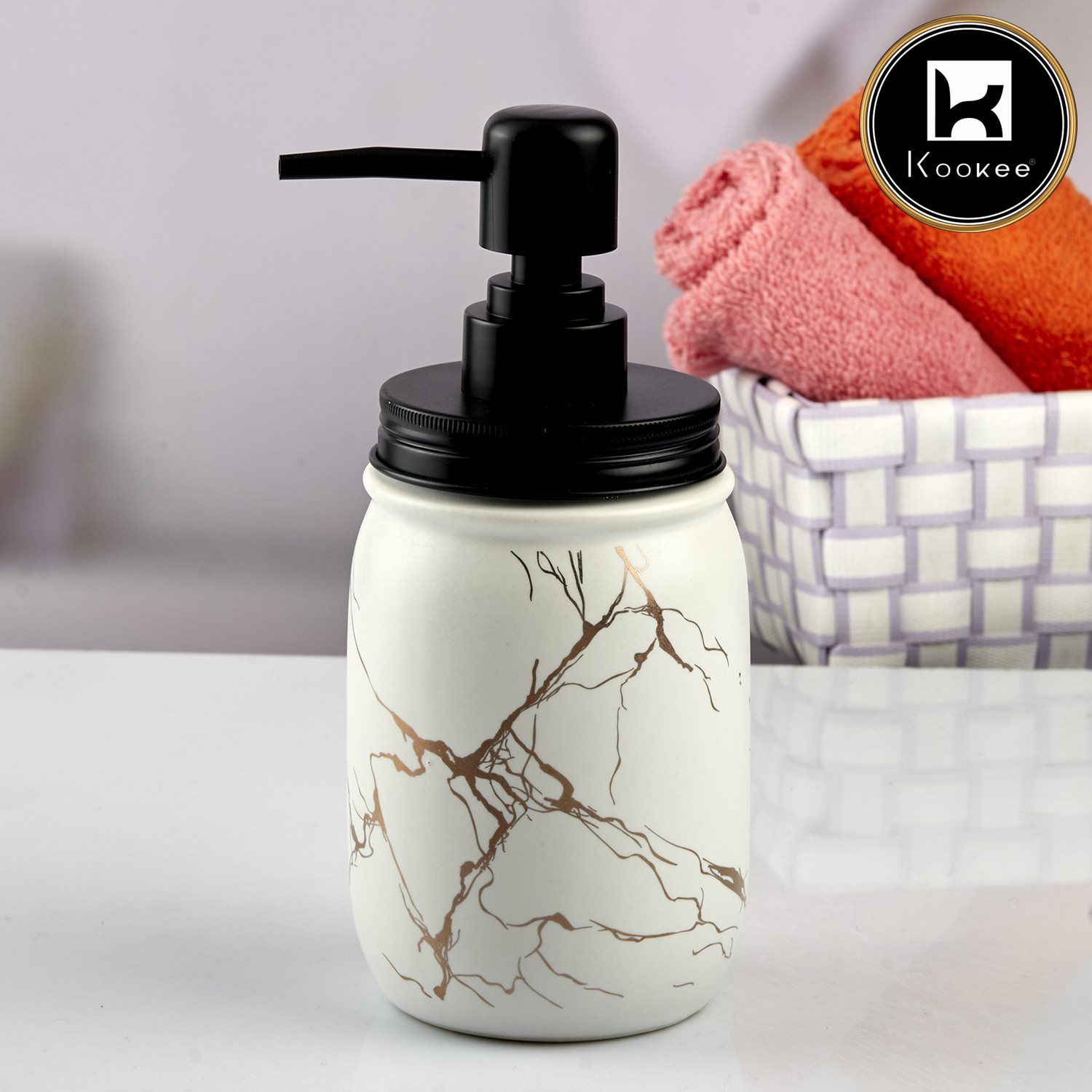 Kookee Ceramic Soap Dispensers, White, ART10736