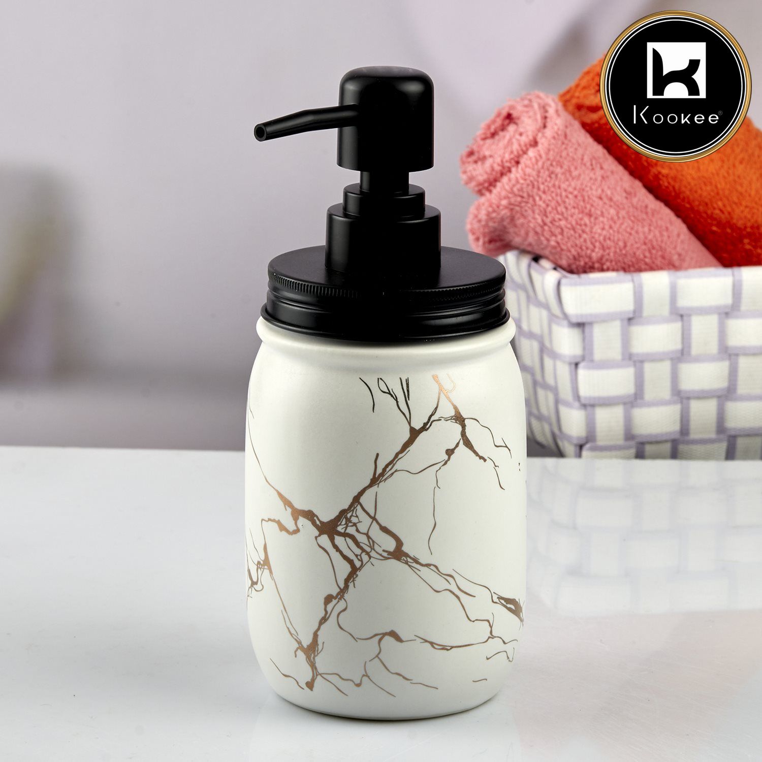 Kookee Ceramic Soap Dispensers, White, ART10736