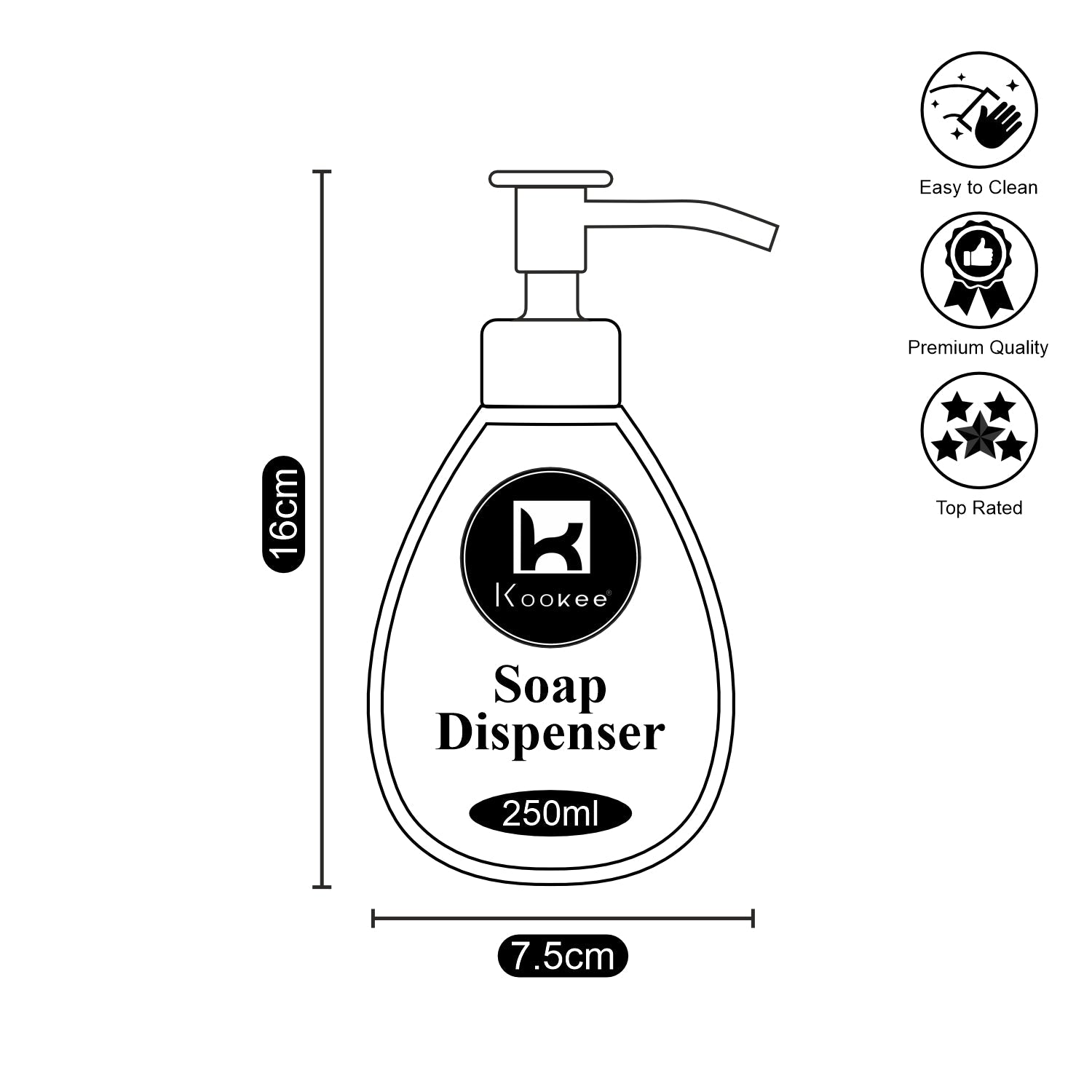 Ceramic Soap Dispenser for handwash for Bathroom, Black, (Set of 1) (10737)