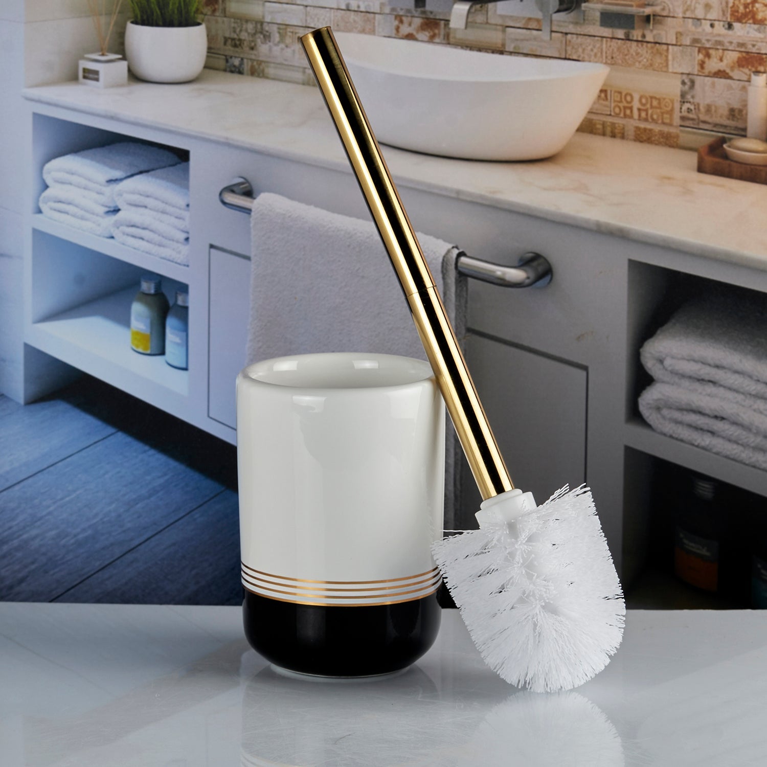 Ceramic Toilet Brush Holder for Bathroom (10739)