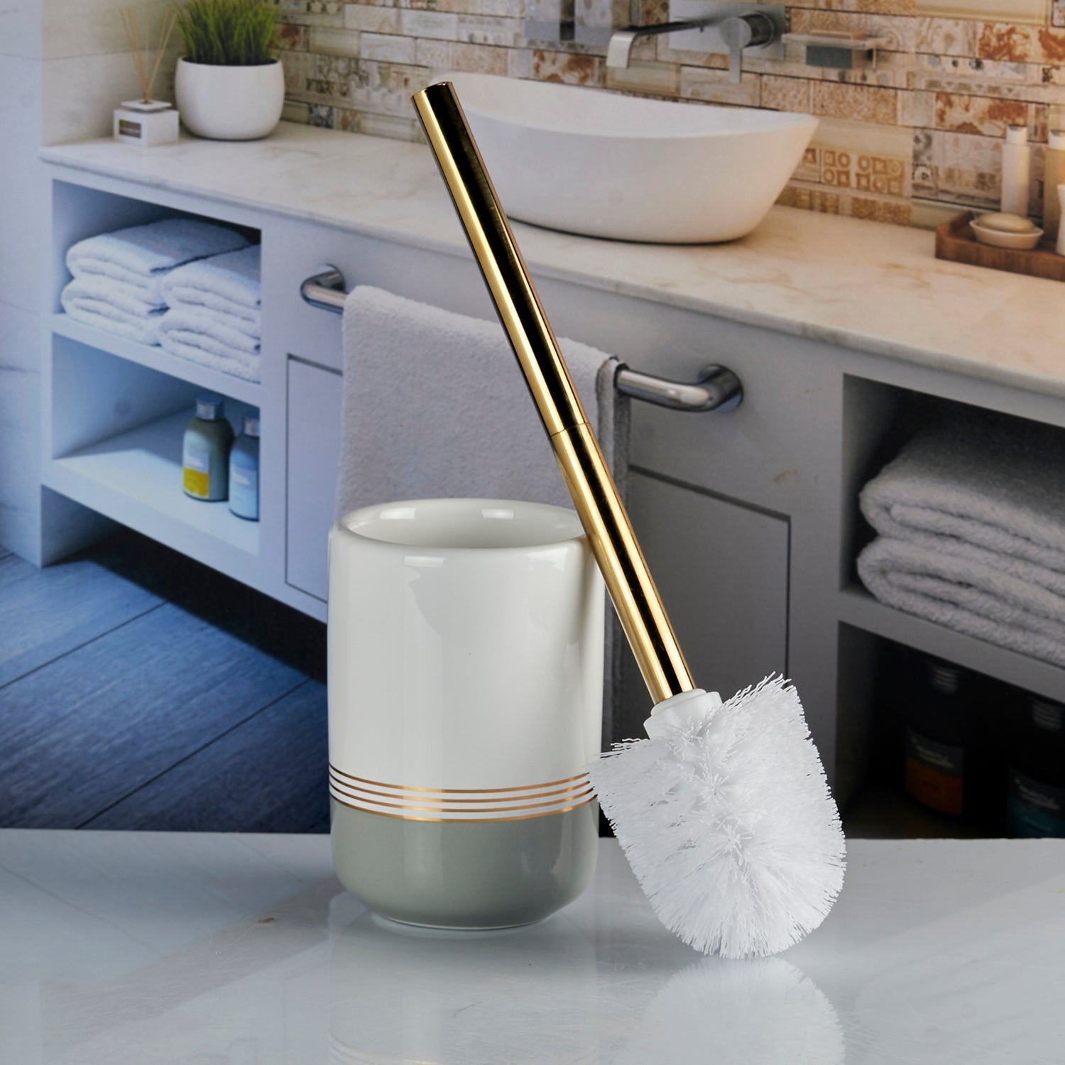 Ceramic Toilet Brush Holder for Bathroom (10739)