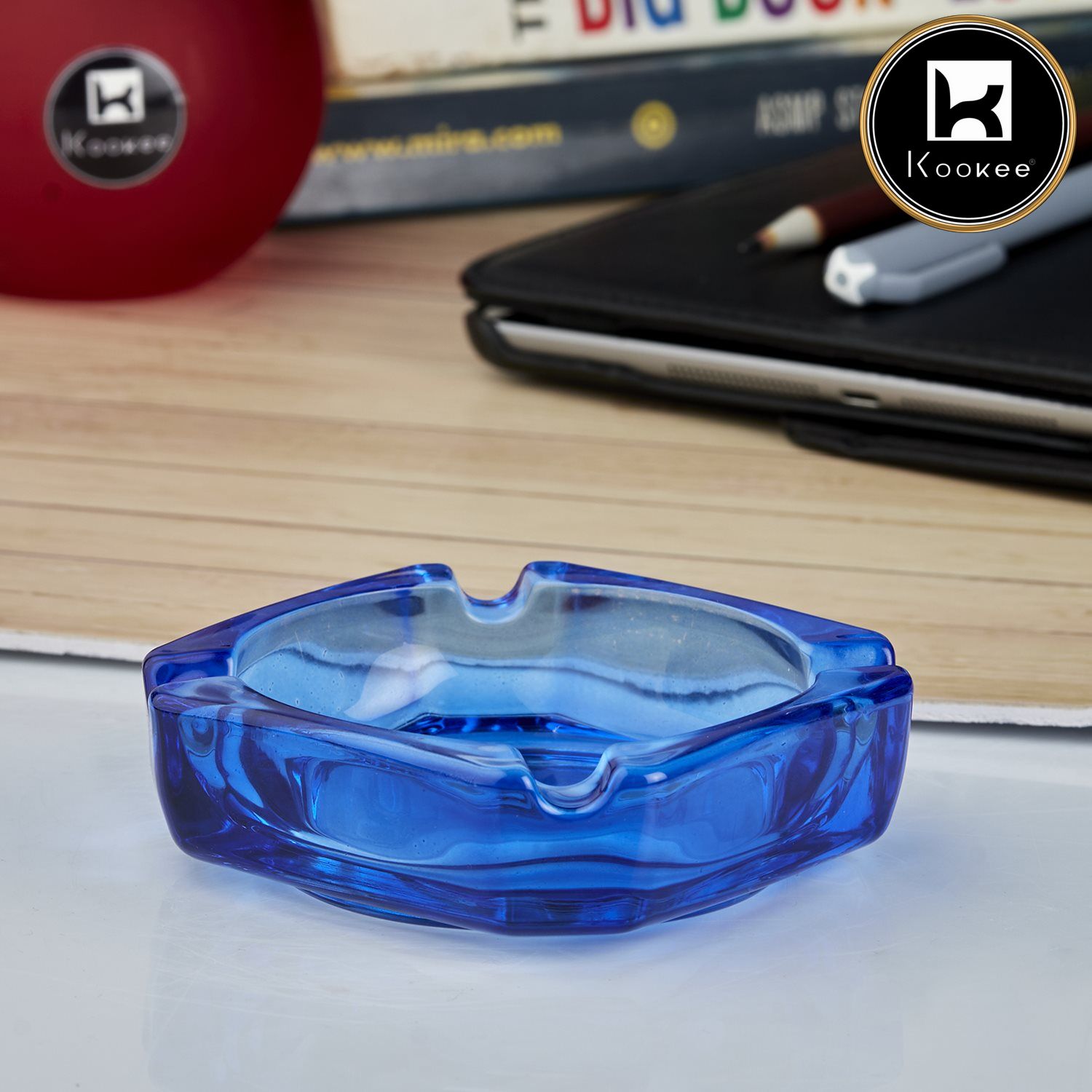 Kookee Glass Ashtrays, Blue, ART10749