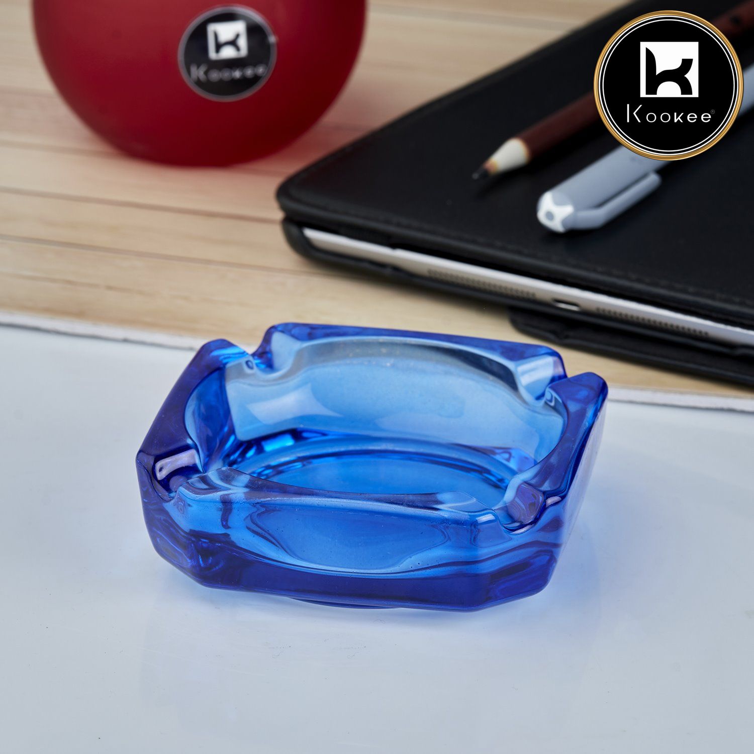 Kookee Glass Ashtrays, Blue, ART10749