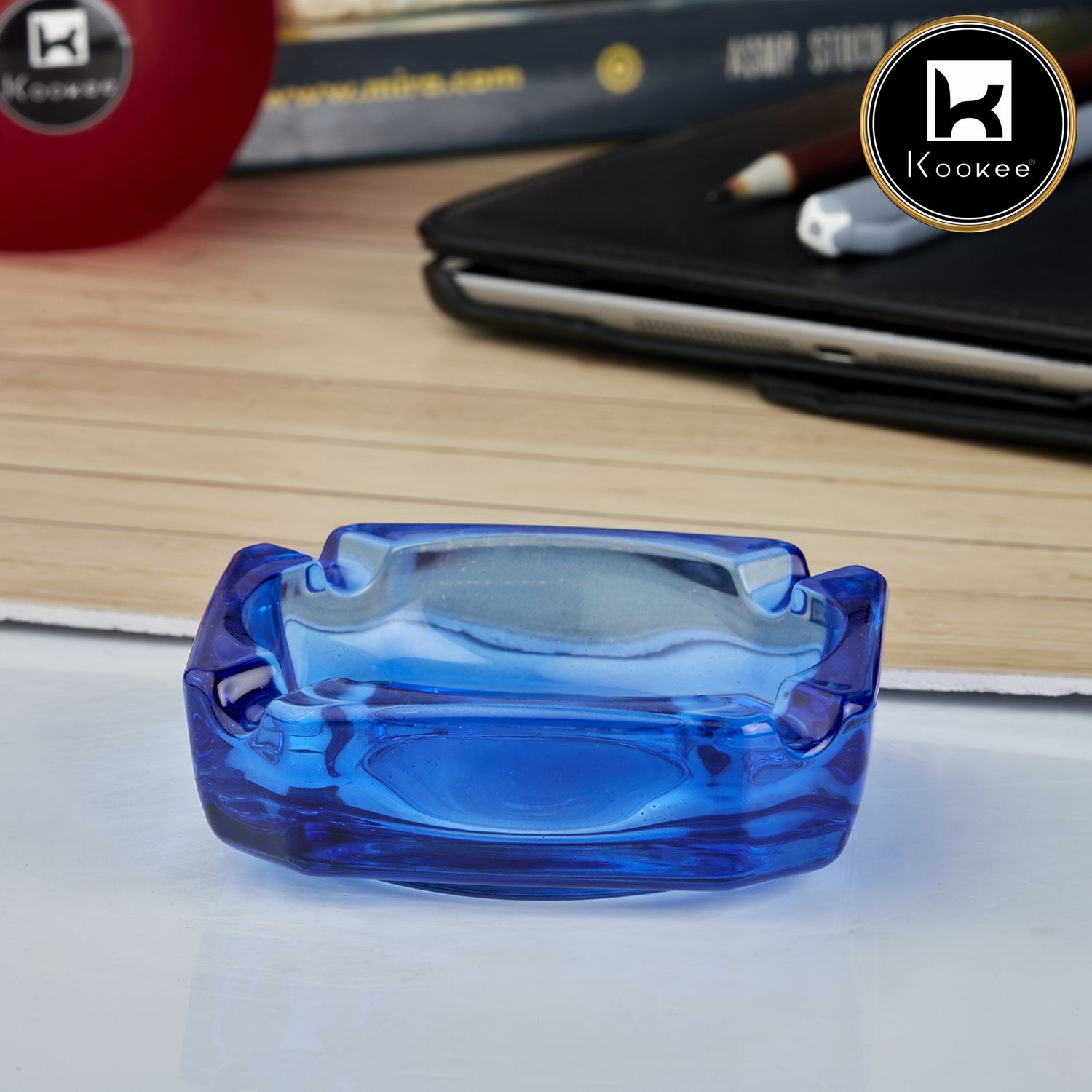 Kookee Glass Ashtrays, Blue, ART10749