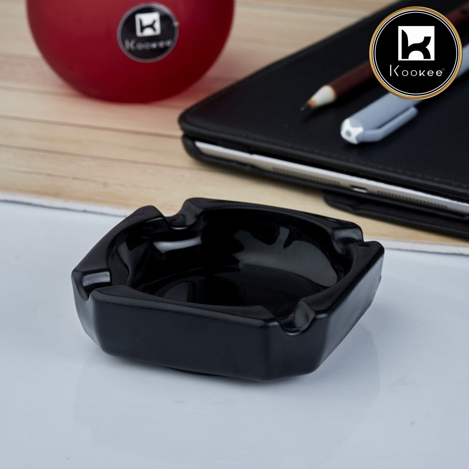 Kookee Glass Ashtrays, Black, ART10751