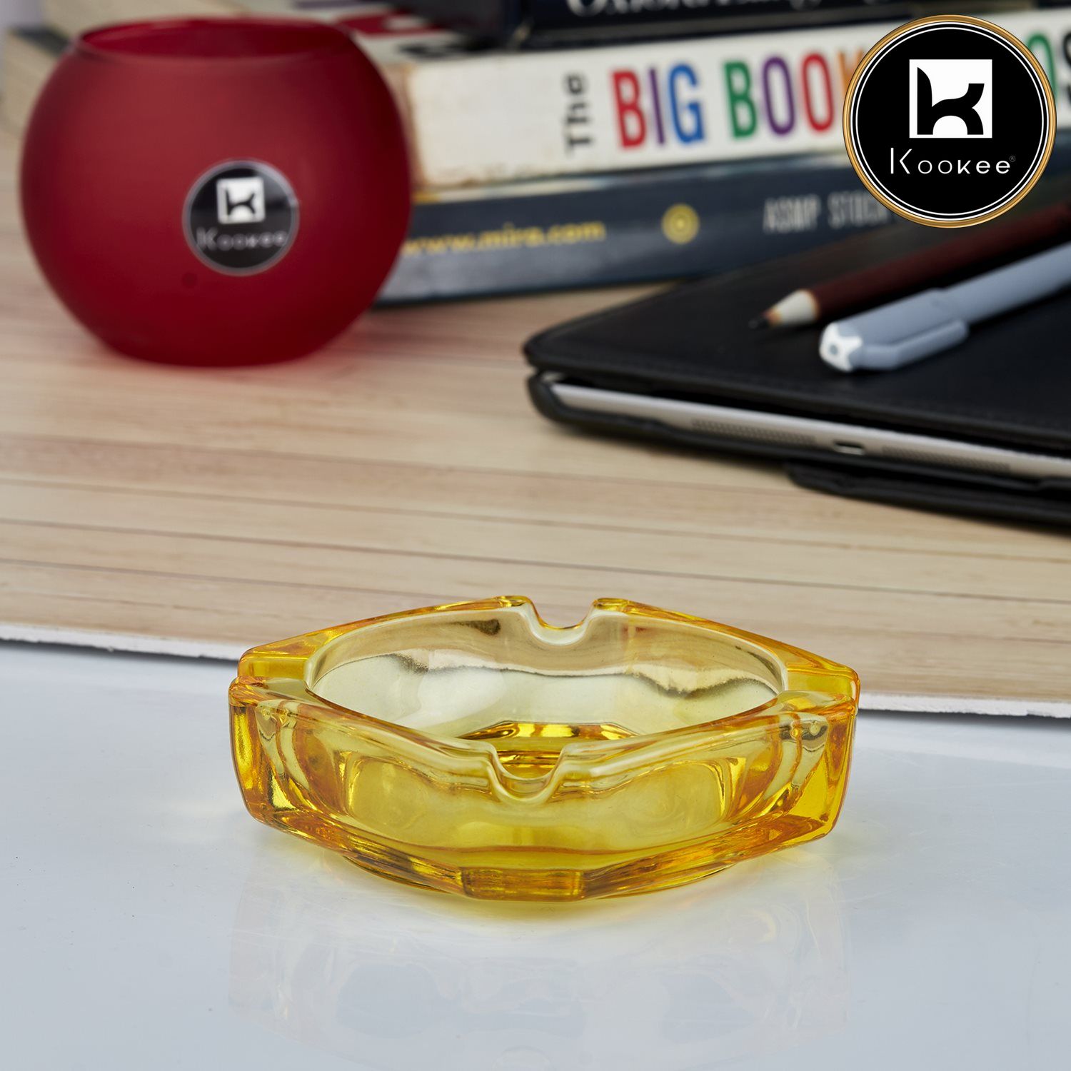 Kookee Glass Ashtrays, Orange, ART10752