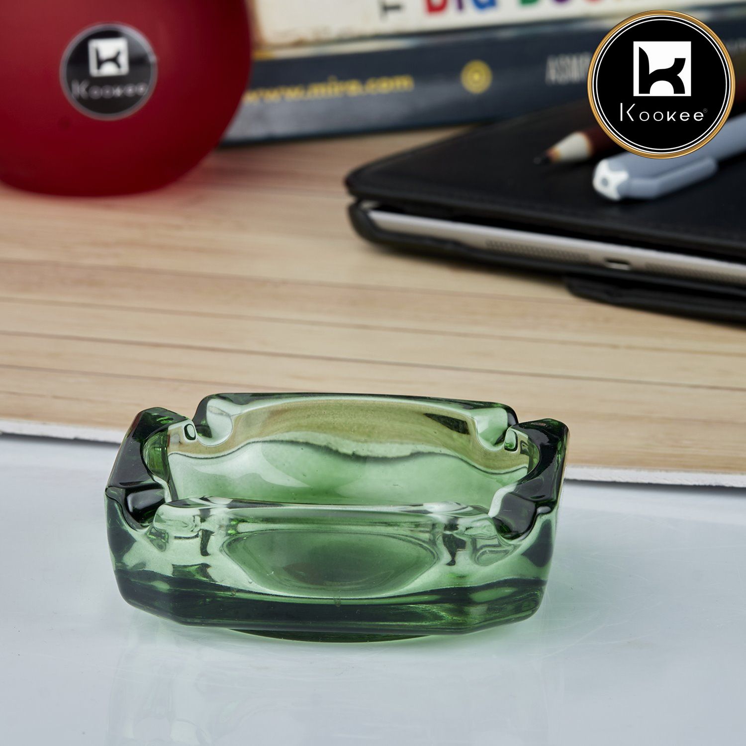 Kookee Glass Ashtrays, Green, ART10753