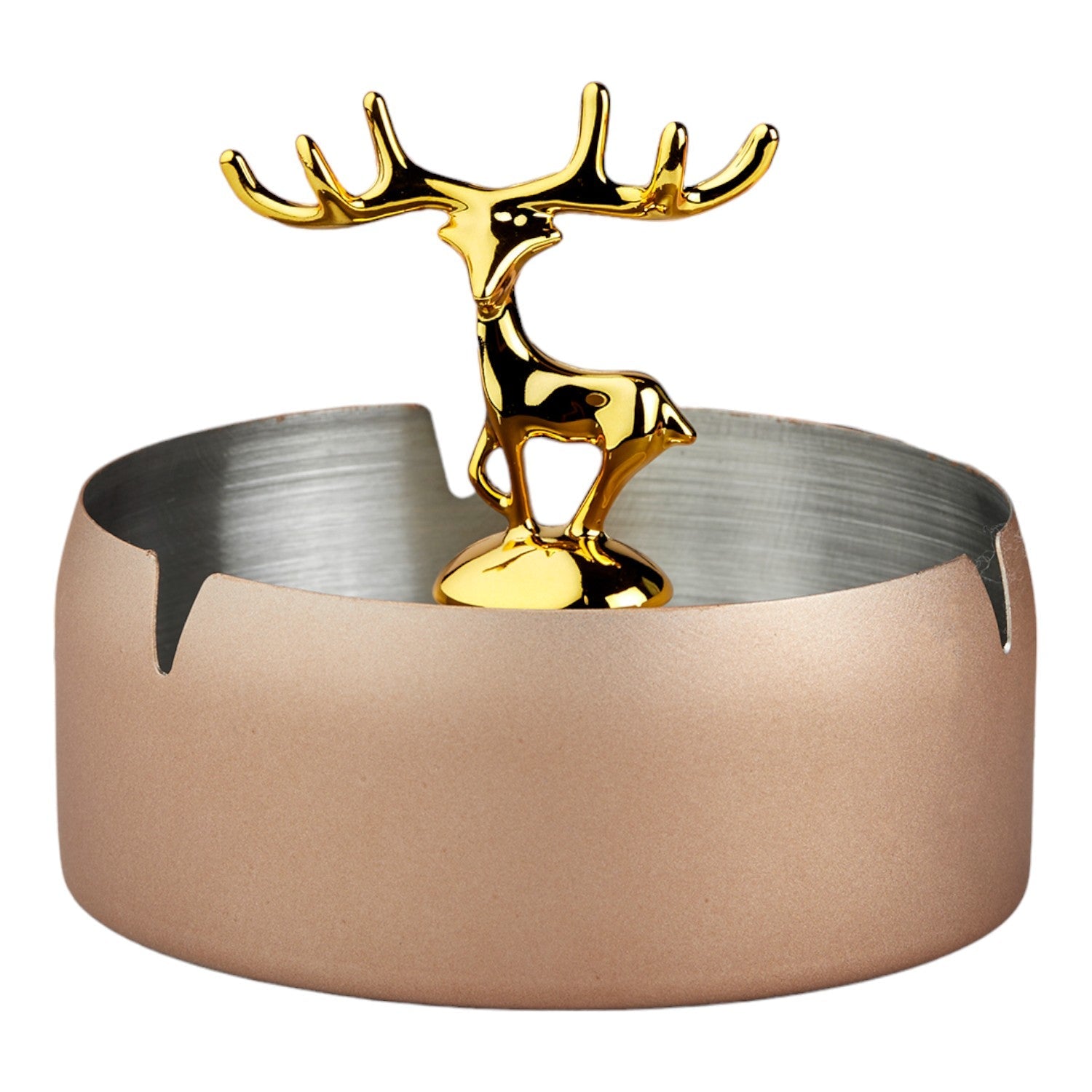 Stainless Steel Home Ash Tray Set for Cigarettes, X-Large, Biege (10754)