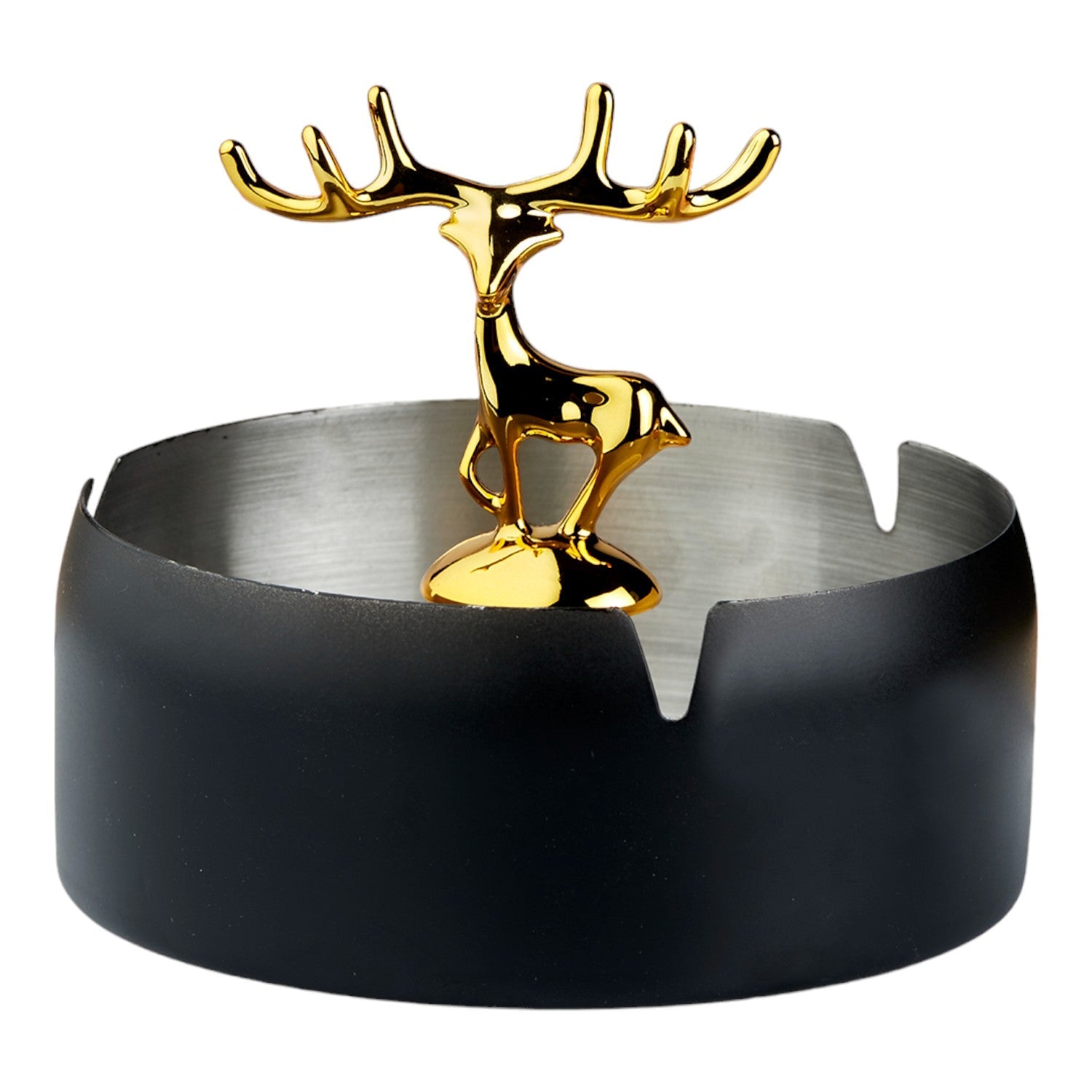 Stainless Steel Home Ash Tray Set for Cigarettes, X-Large, Black (10755)