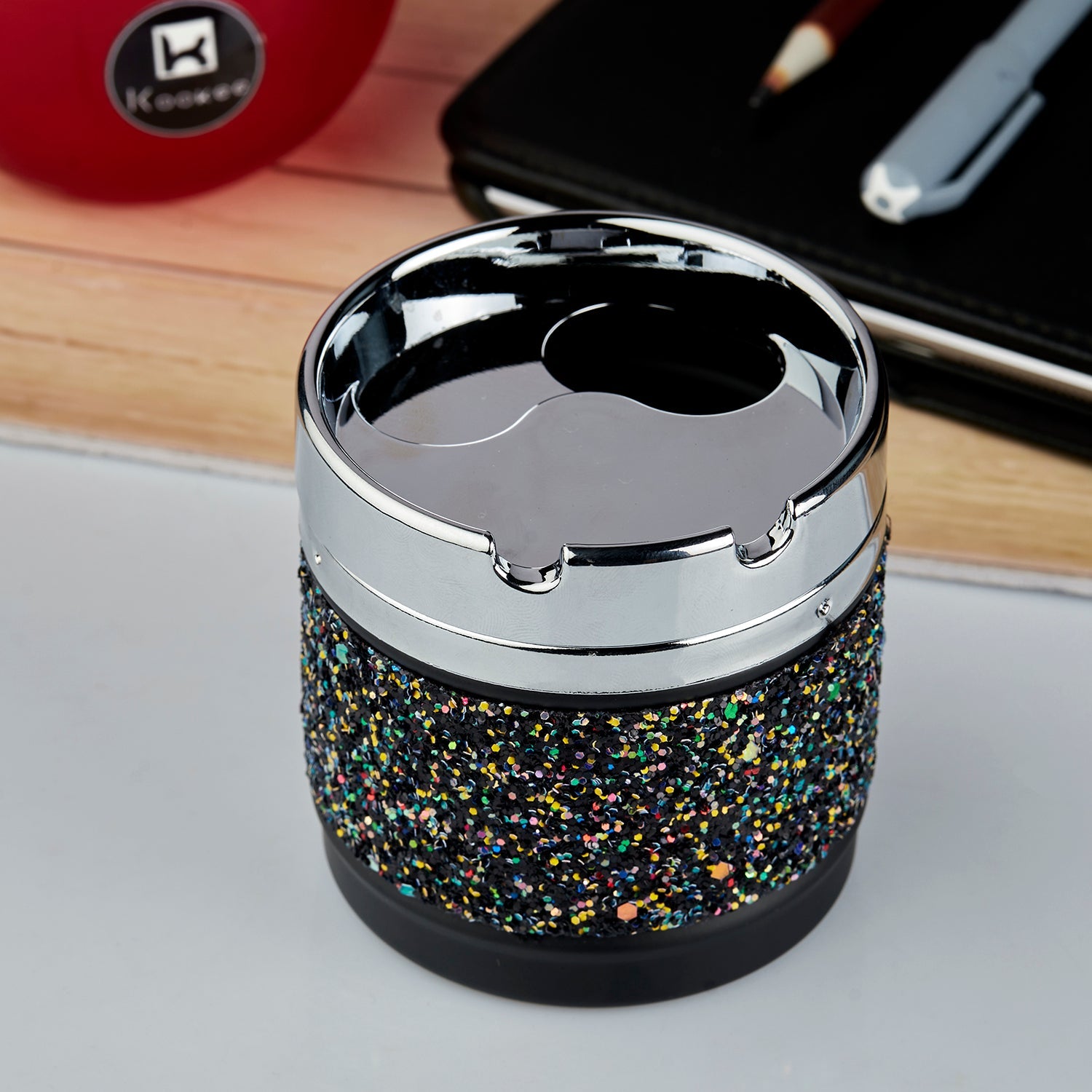 Smokeless Plastic Tin Ashtray Rotating Lid (10757)