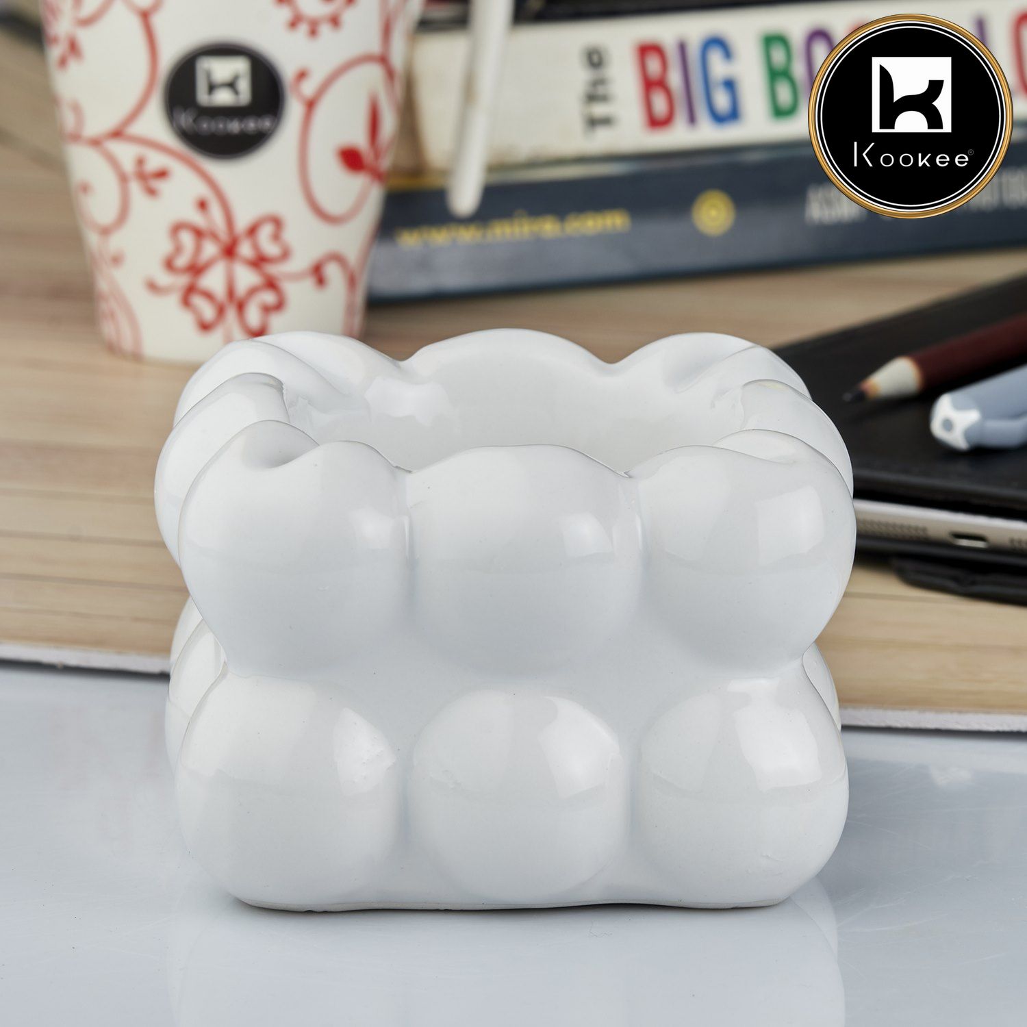 Kookee Ceramic Ashtrays, White, ART10760
