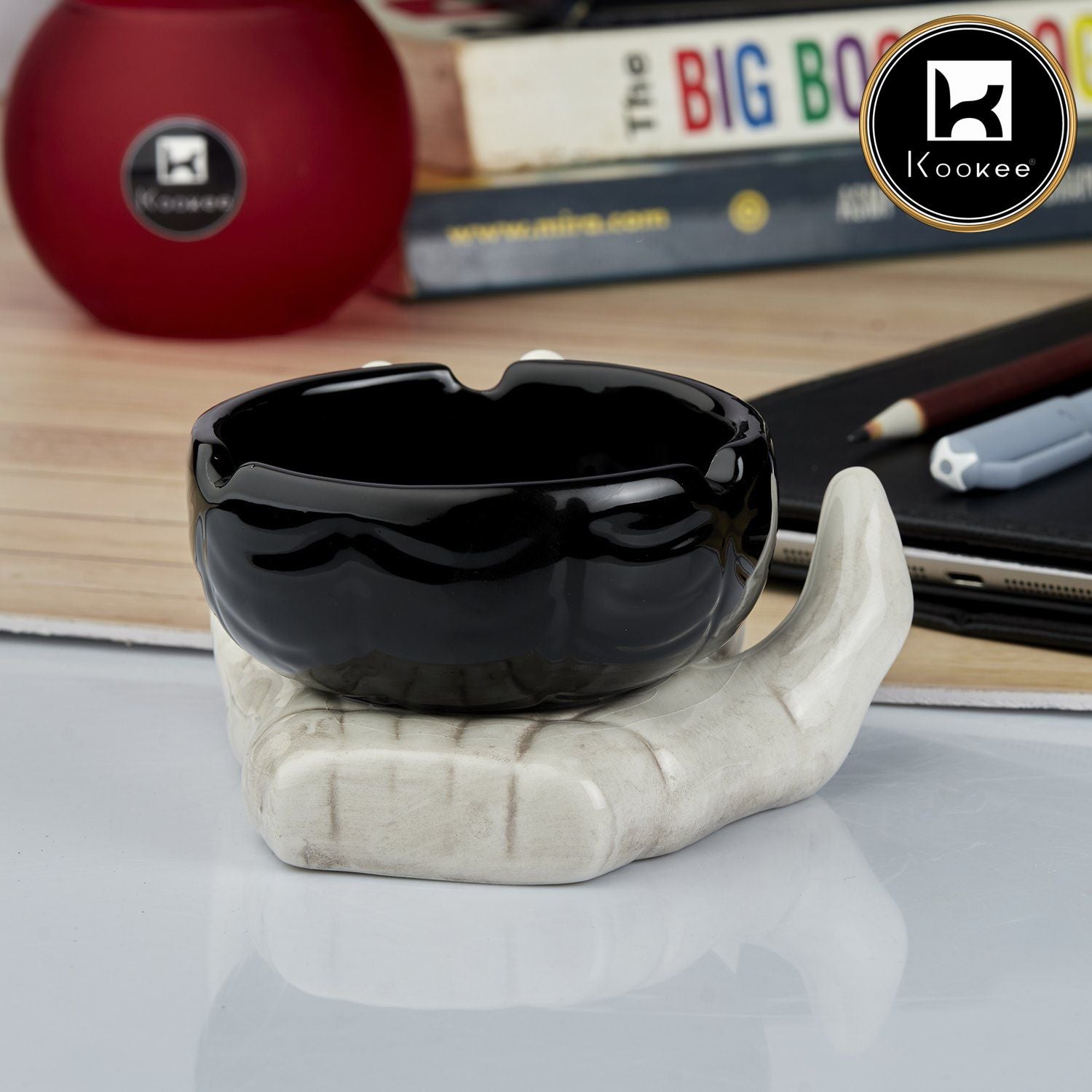 Kookee Ceramic Ashtrays, Black, ART10761