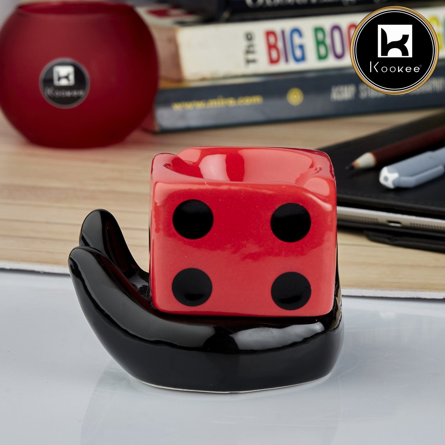 Kookee Ceramic Ashtrays, Red, ART10767