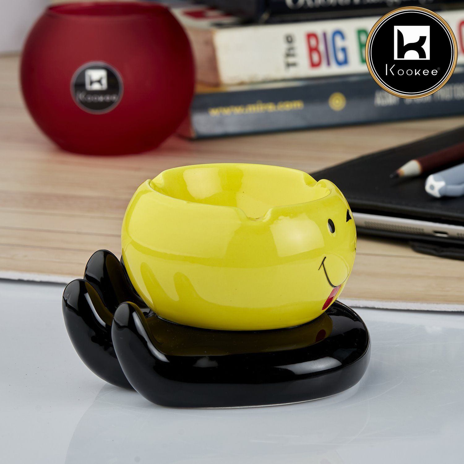 Kookee Ceramic Ashtrays, Yellow, ART10770