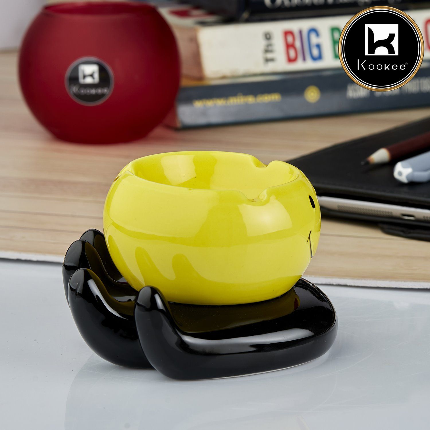 Kookee Ceramic Ashtrays, Yellow, ART10770