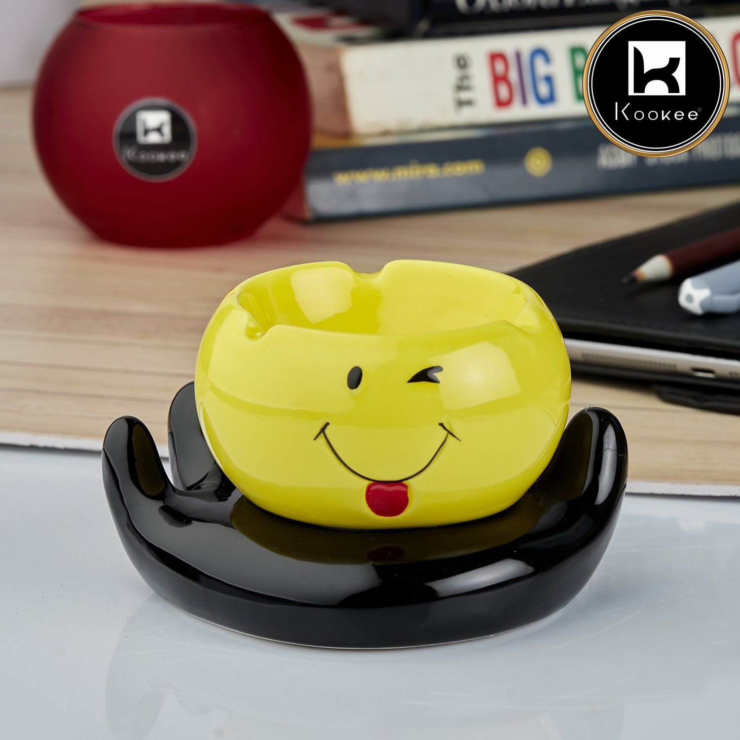 Kookee Ceramic Ashtrays, Yellow, ART10770