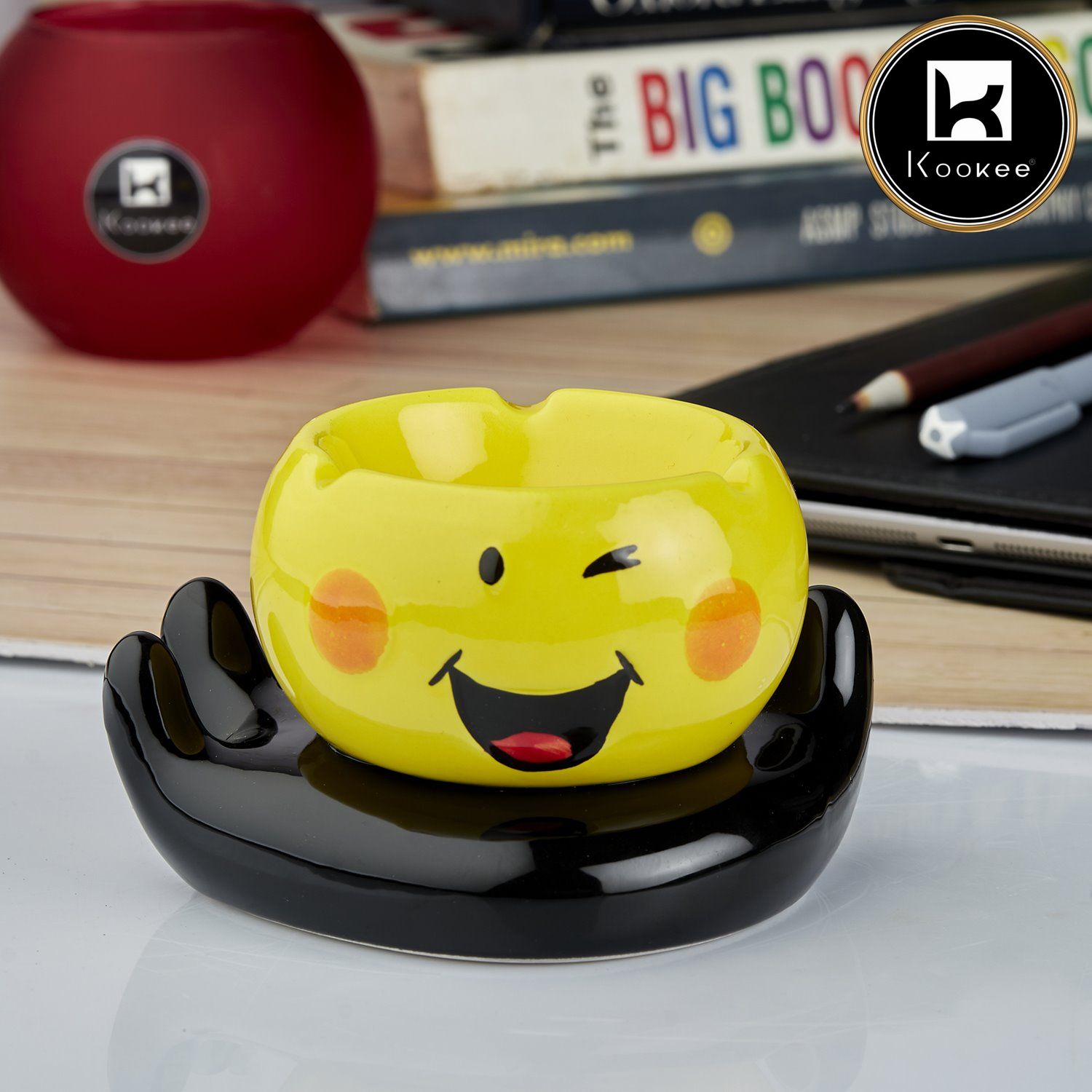 Kookee Ceramic Ashtrays, Yellow, ART10772