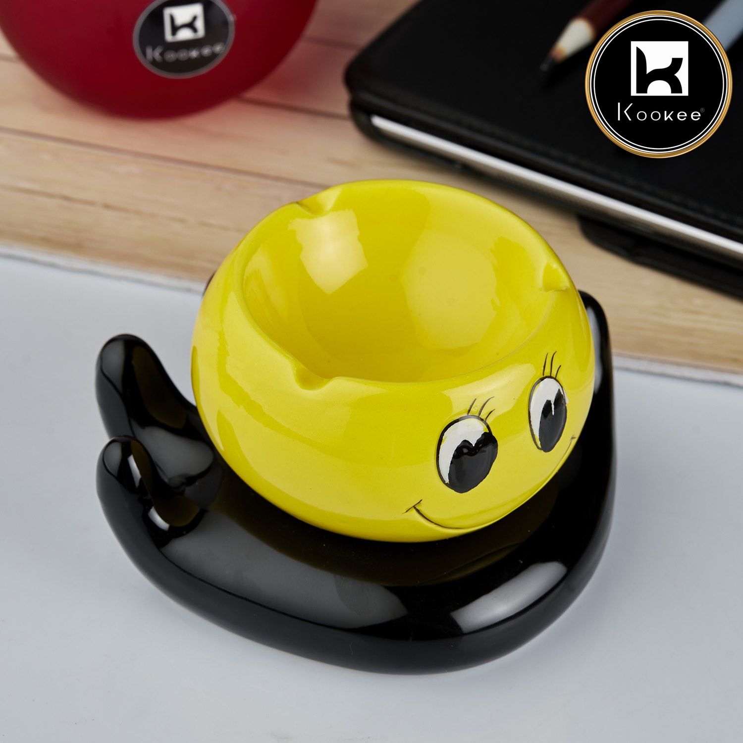Kookee Ceramic Ashtrays, Yellow, ART10774