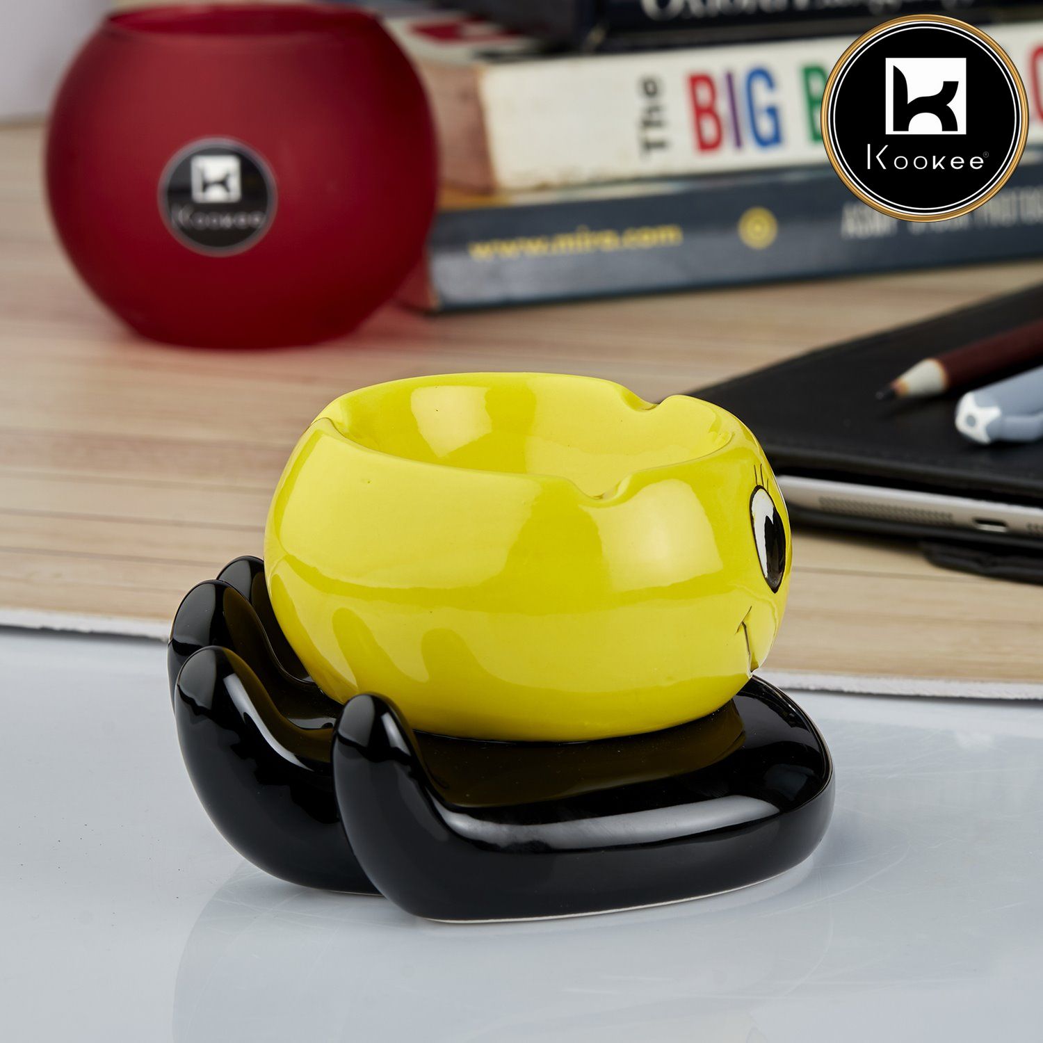 Kookee Ceramic Ashtrays, Yellow, ART10774