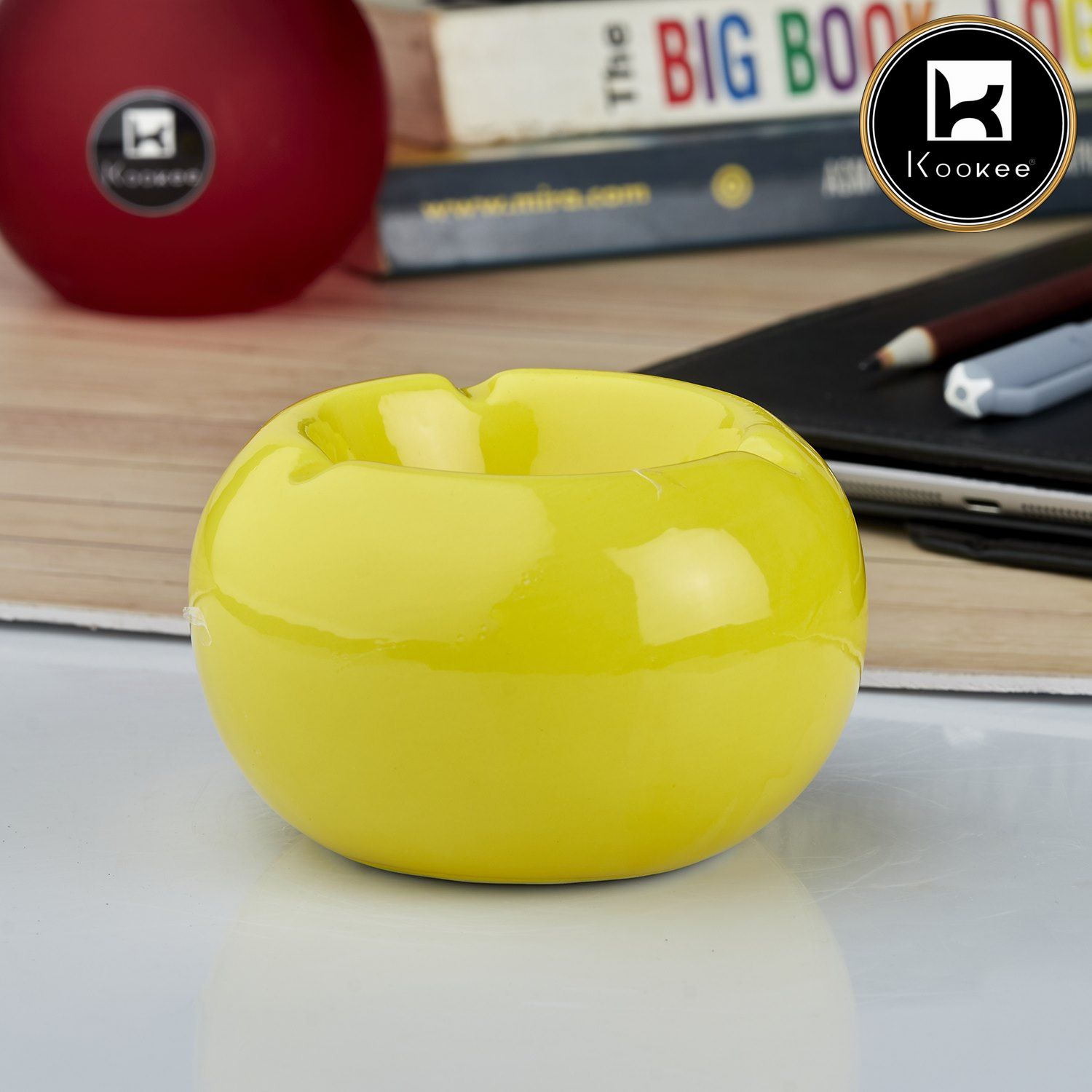 Kookee Ceramic Ashtrays, Yellow, ART10778