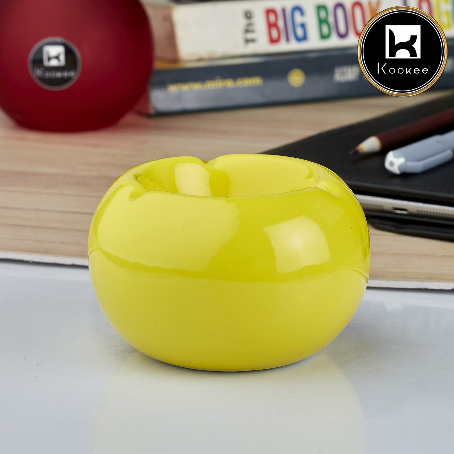 Kookee Ceramic Ashtrays, Yellow, ART10779