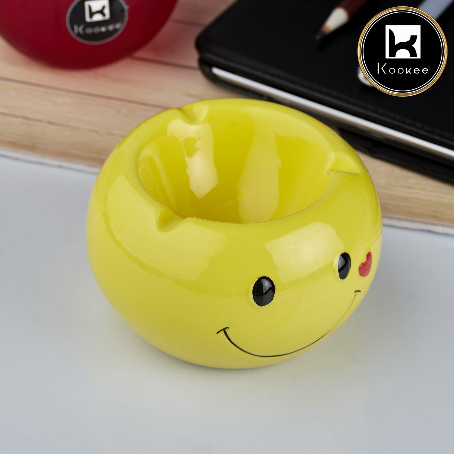 Kookee Ceramic Ashtrays, Yellow, ART10780