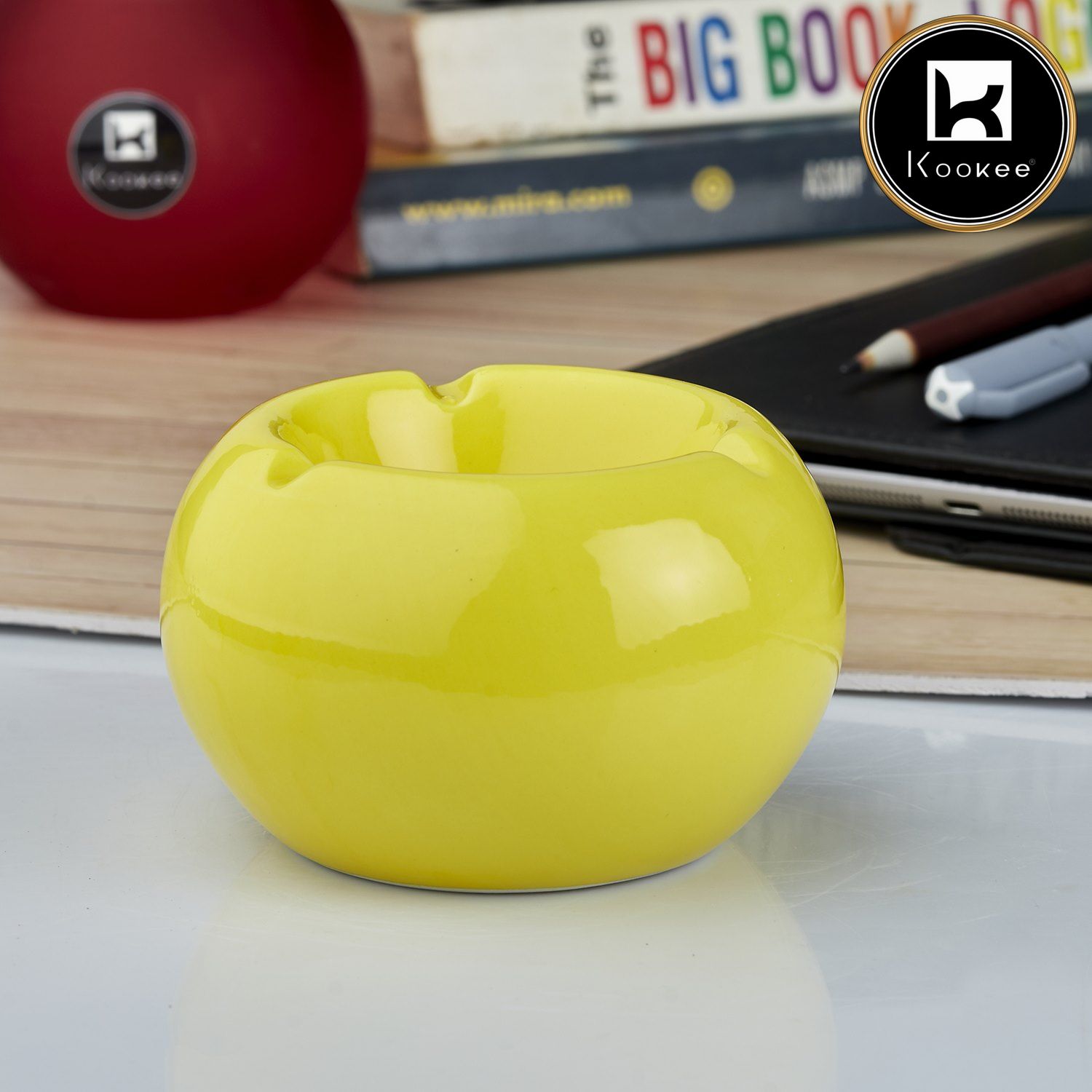Kookee Ceramic Ashtrays, Yellow, ART10780