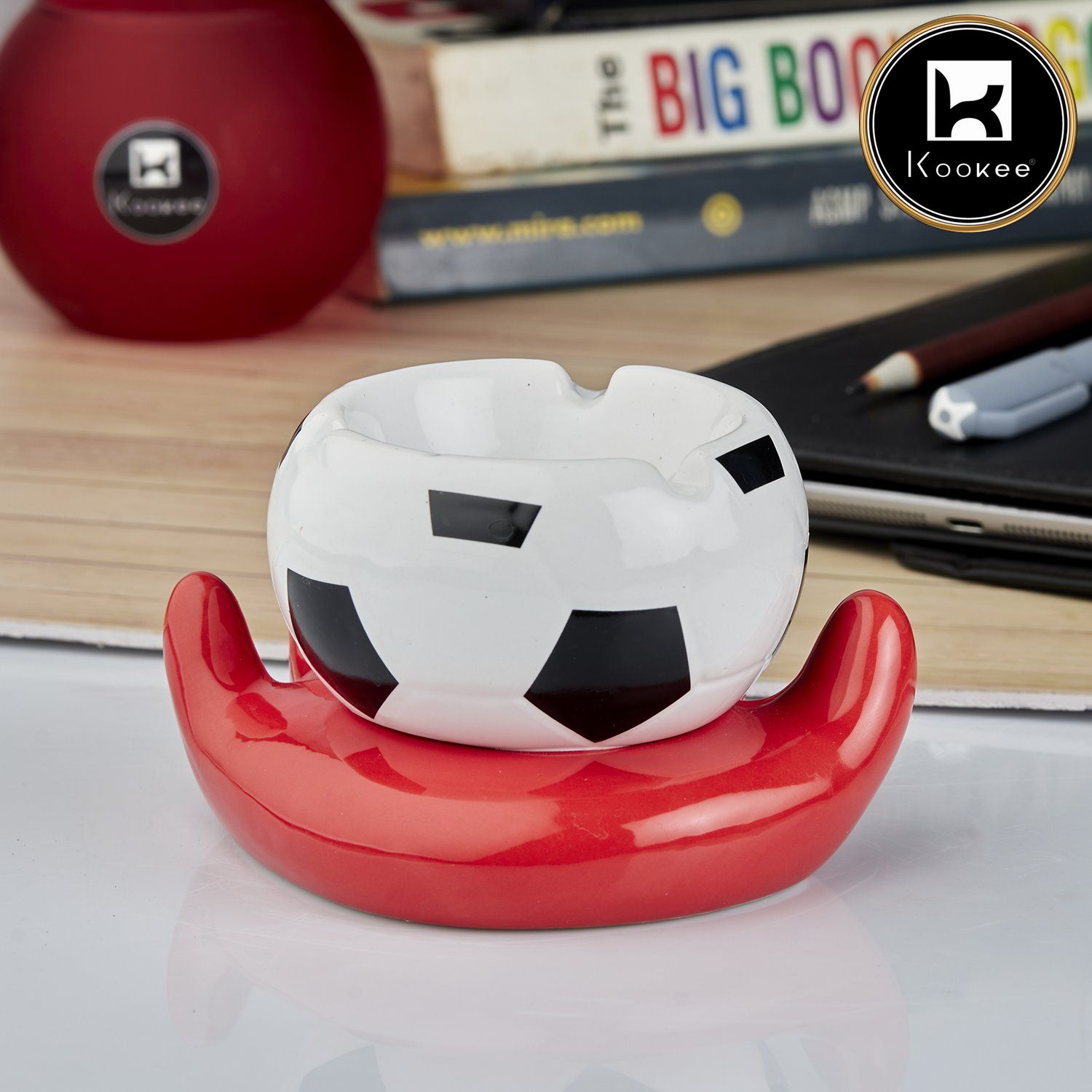 Kookee Ceramic Ashtrays, Red, ART10783