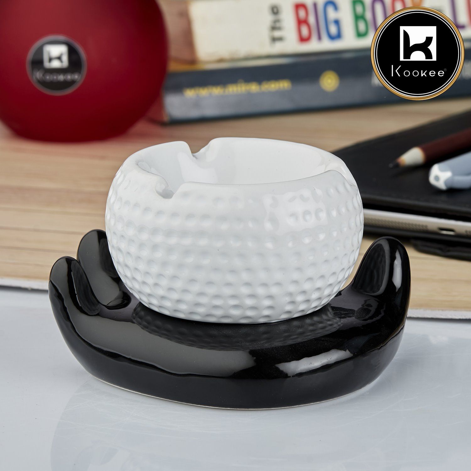 Kookee Ceramic Ashtrays, White, ART10784