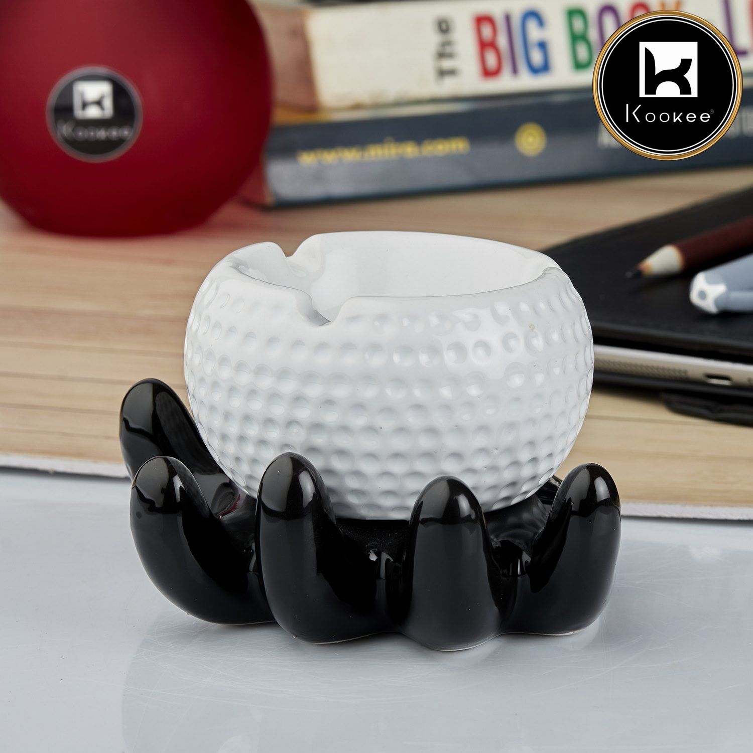 Kookee Ceramic Ashtrays, White, ART10784
