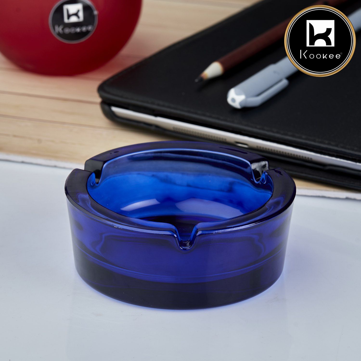 Kookee Glass Ashtrays, Blue, ART10787