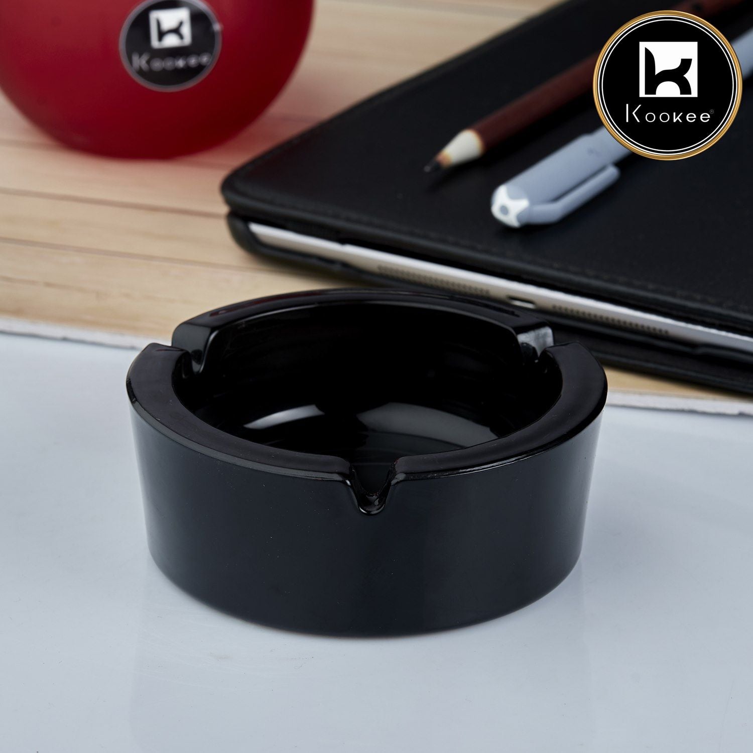 Kookee Glass Ashtrays, Black, ART10789