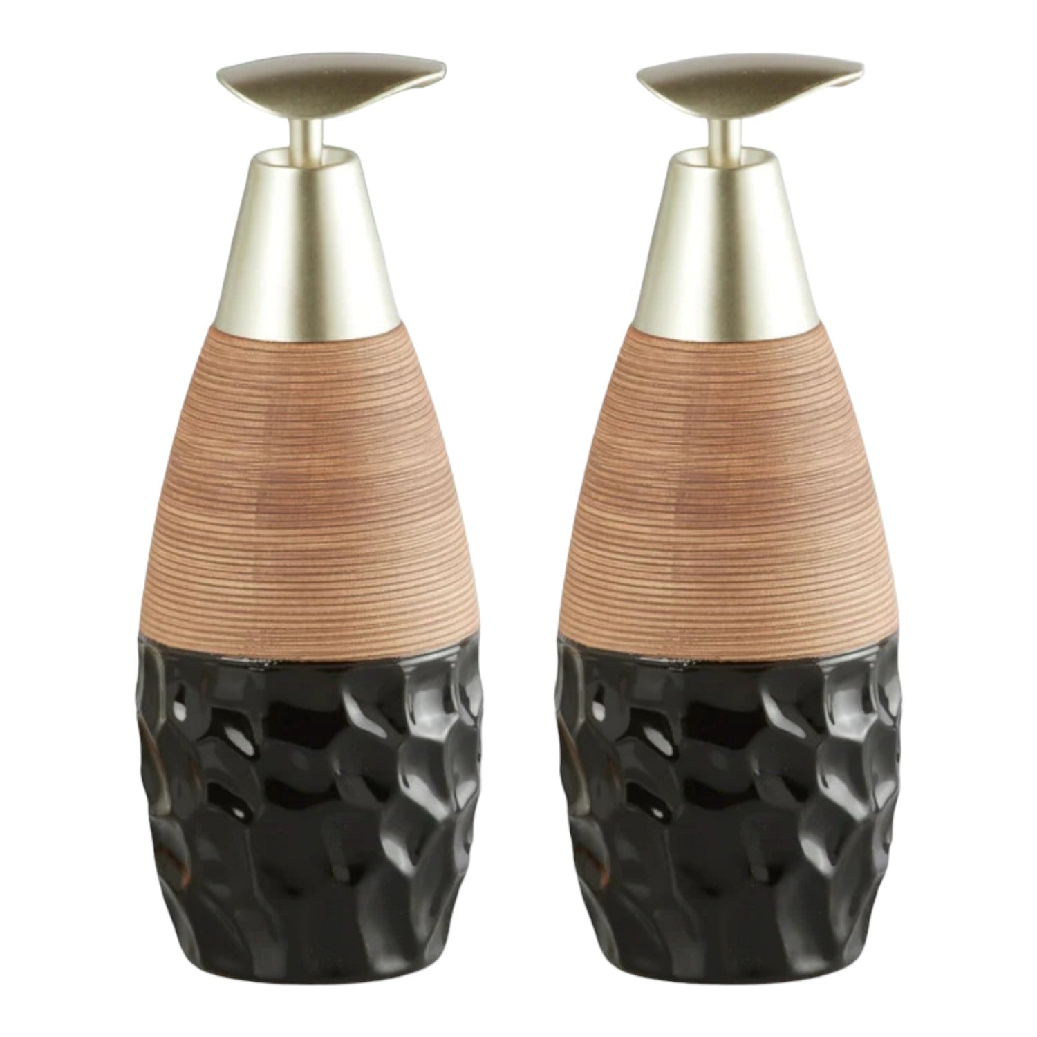Ceramic Soap Dispenser for handwash for Bathroom, Beige/Black (V-CSD-031)