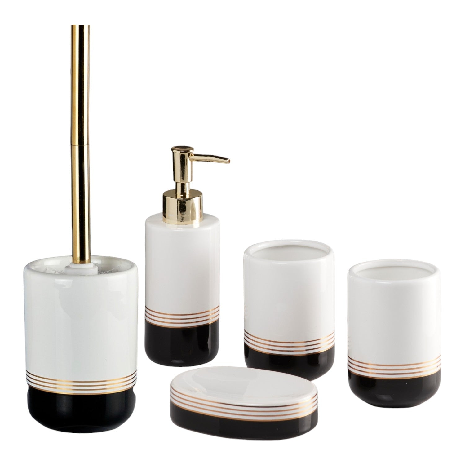 Ceramic Bathroom Set of 5 with Soap Dispenser (11044)