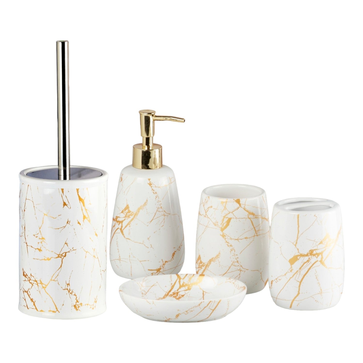 Ceramic Bathroom Set of 5 with Soap Dispenser (11046)
