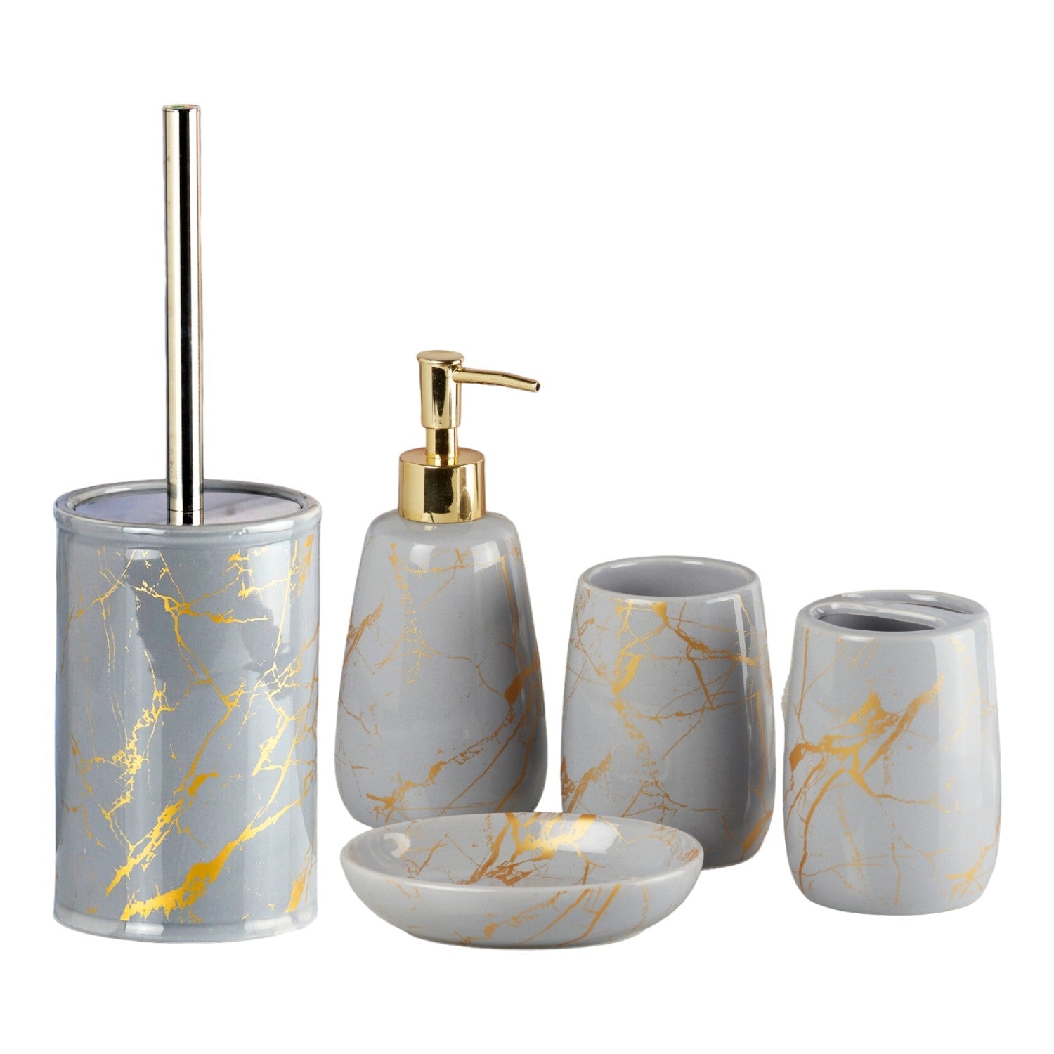 Ceramic Bathroom Set of 5 with Soap Dispenser (11048)